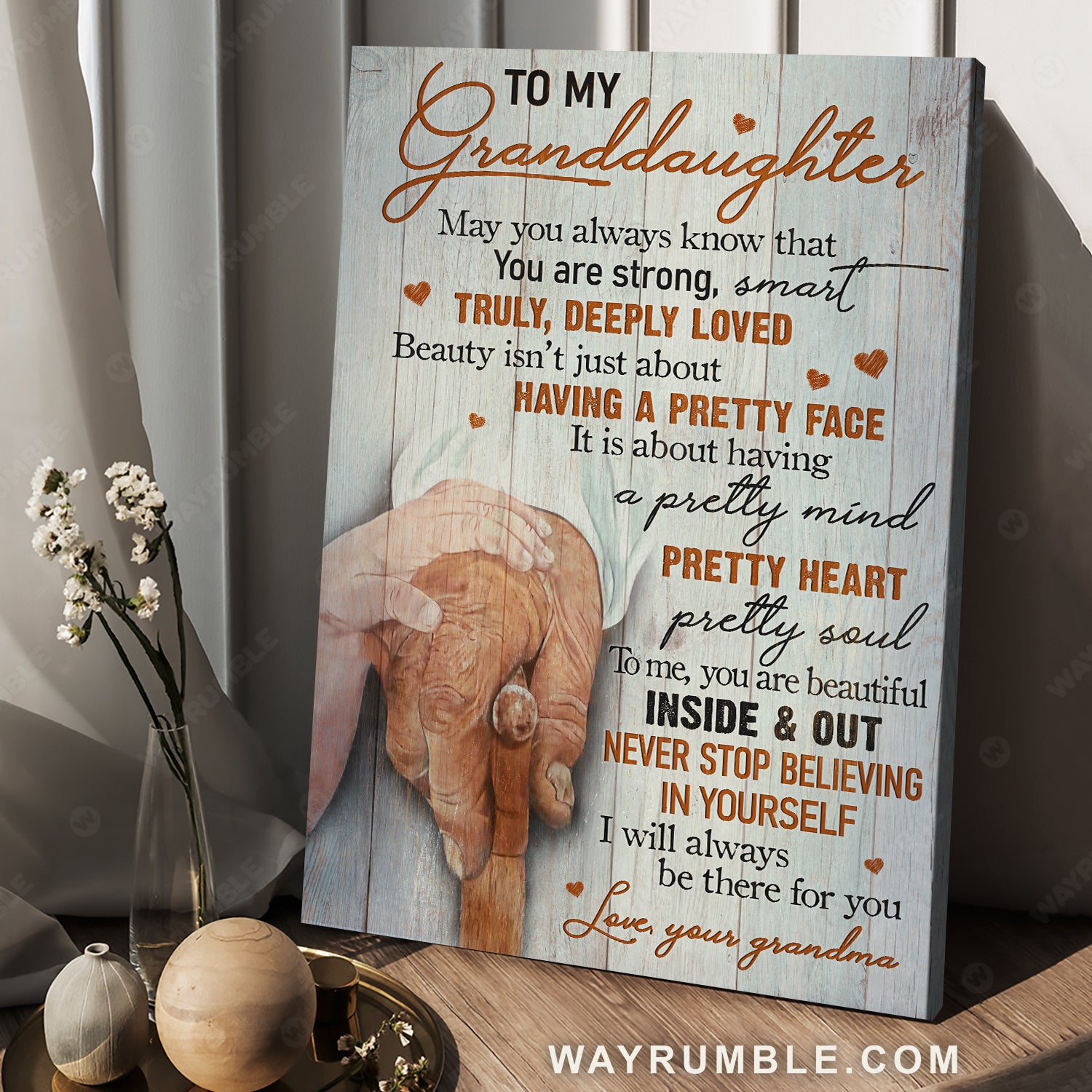 Grandma to granddaughter, Take my hand, Baby hand, I will always be there for you - Family Portrait Canvas Prints, Wall Art