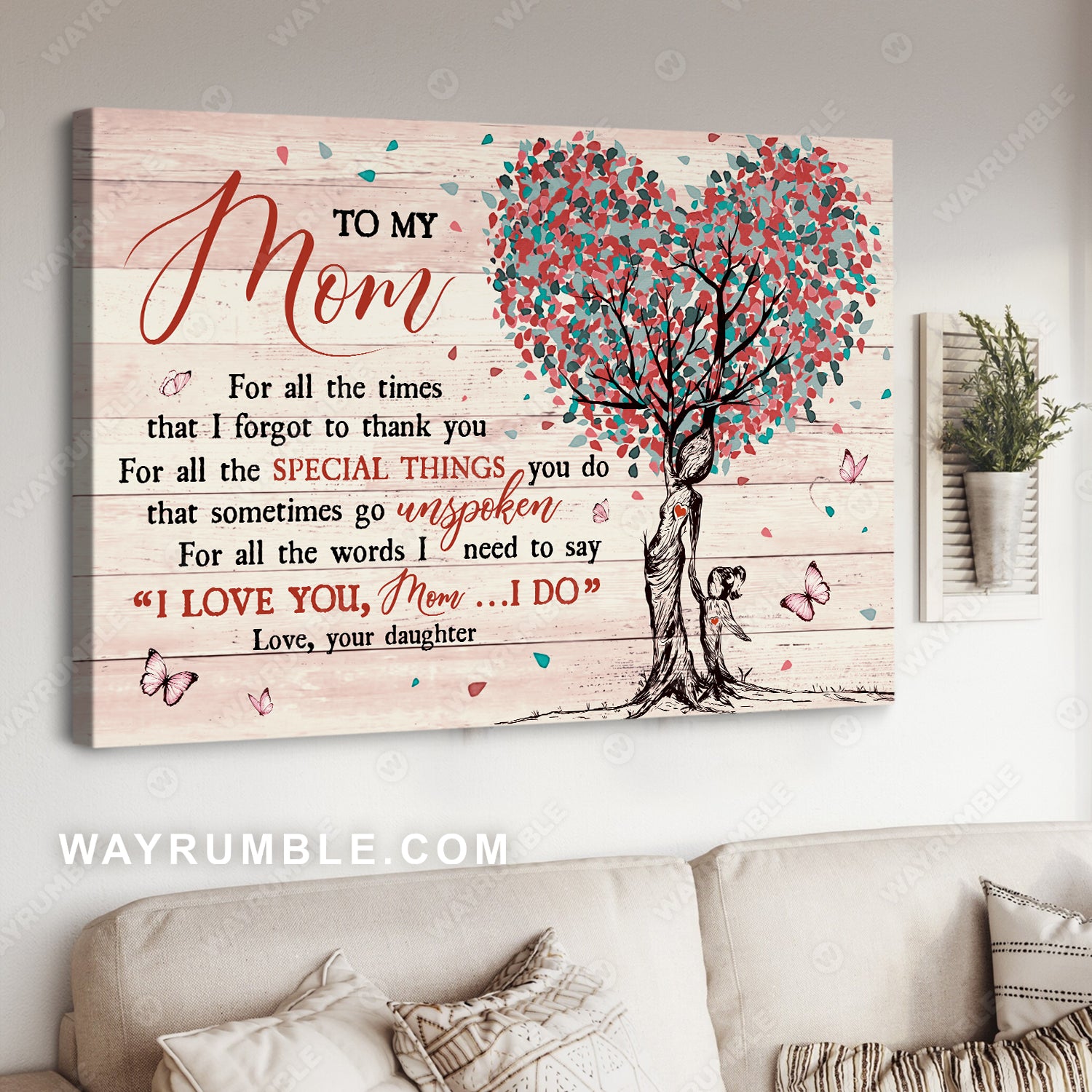 Daughter to mom, Heart shape, Gift for mom, For all the special things you do - Family Landscape Canvas Prints, Wall Art