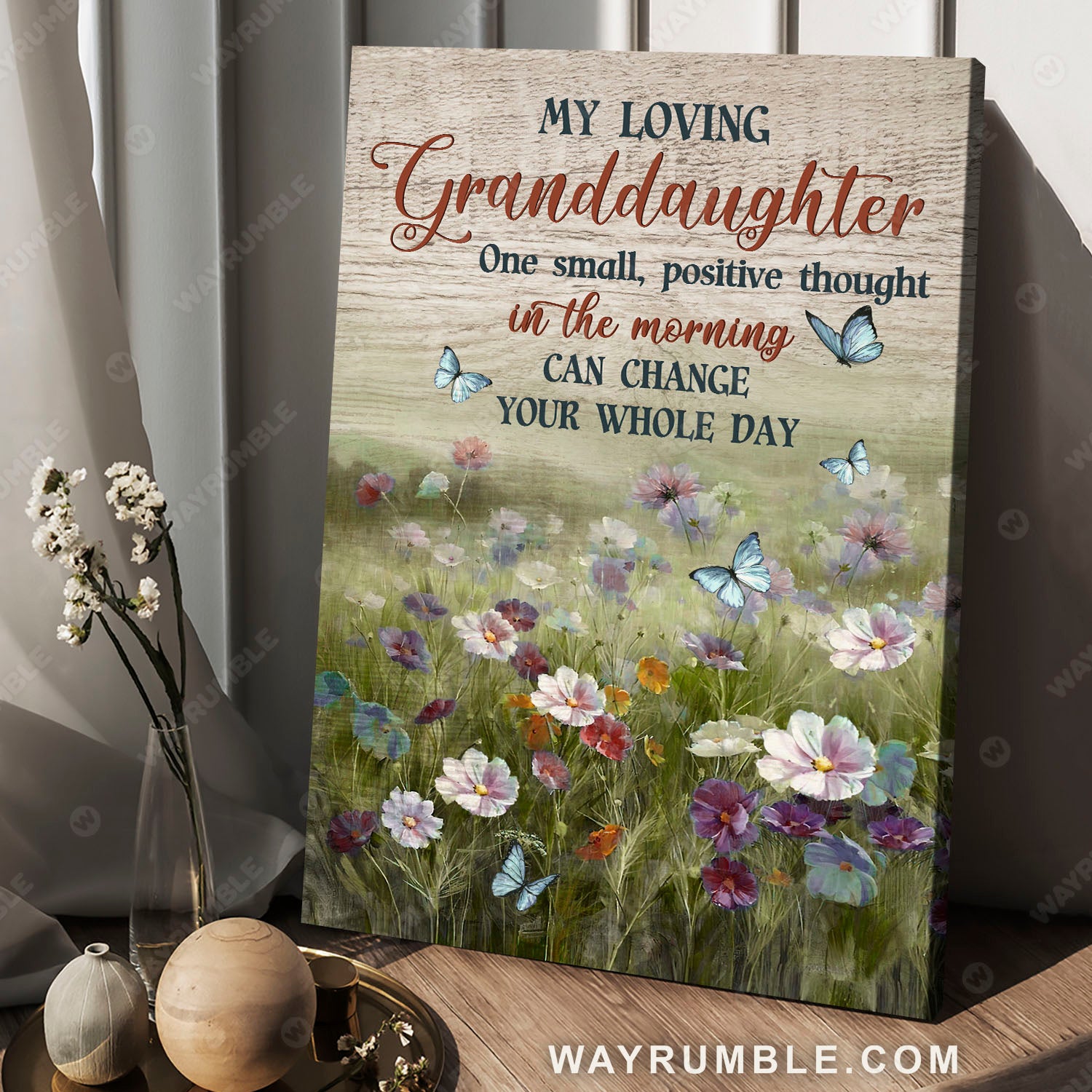 To my granddaughter, Wild flower field, One positive thought can change your whole day - Family Portrait Canvas Prints, Wall Art