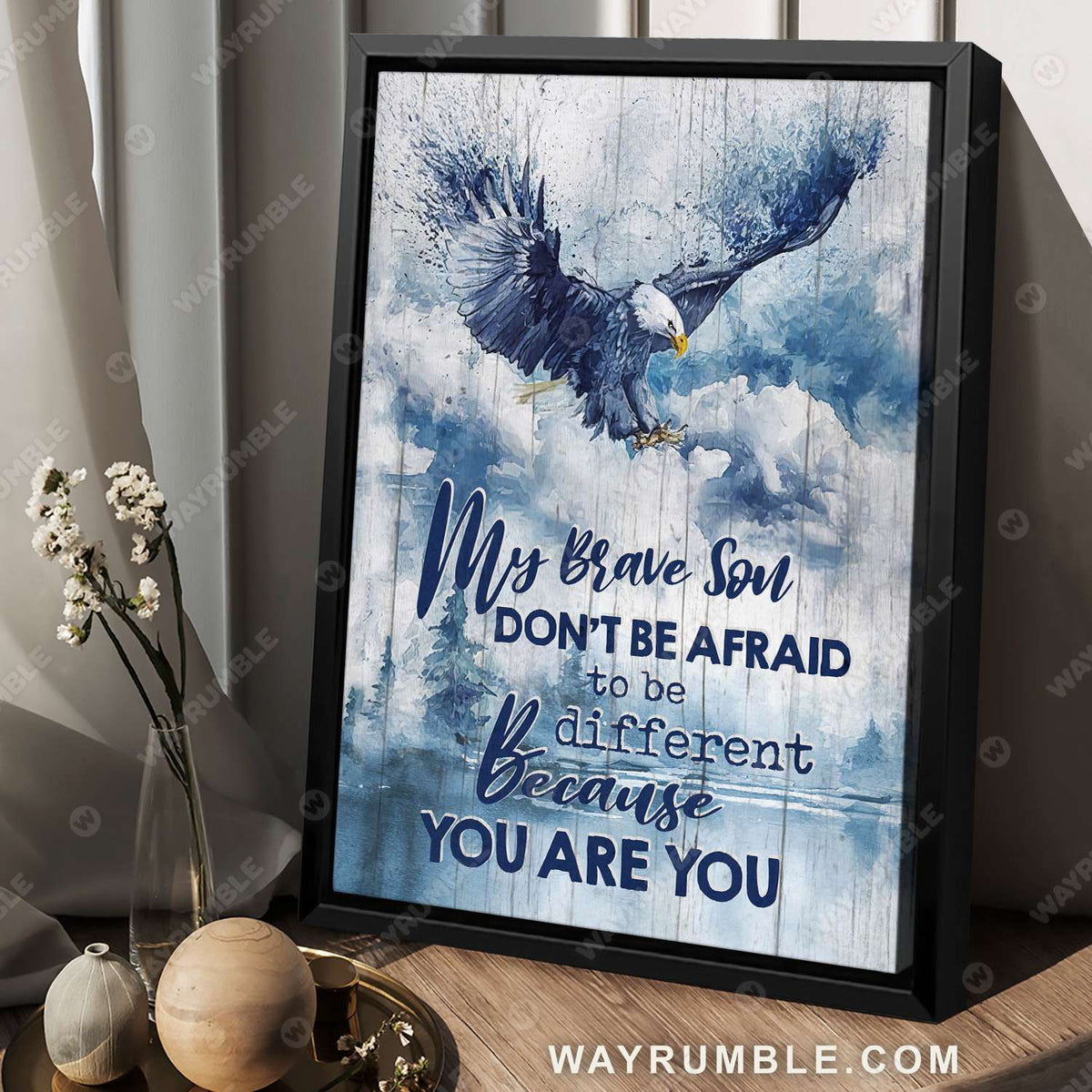 To my son, Blue sky, Bald eagle drawing, Don&#39;t be afraid to be different - Family Portrait Canvas Prints, Wall Art