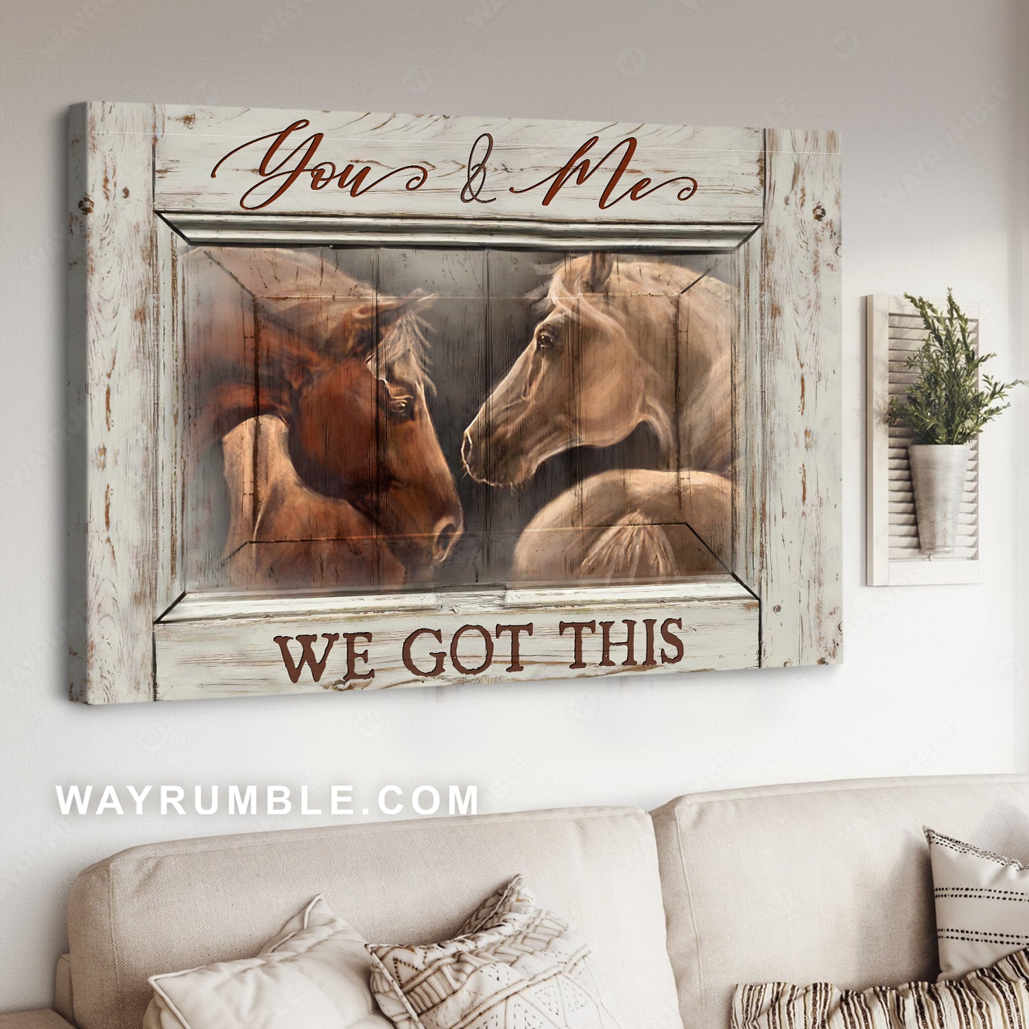 Horse painting, Farm animal, Vintage wood, You and me we got this - Family Landscape Canvas Prints, Wall Art