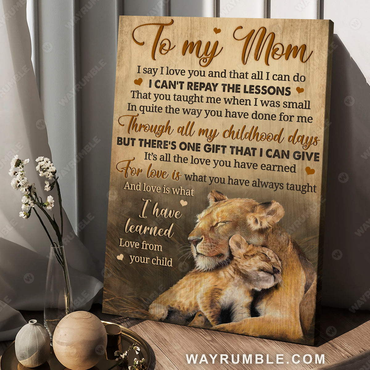 Child to mom, Lion painting, I can&#39;t repay the lessons - Family Portrait Canvas Prints, Wall Art