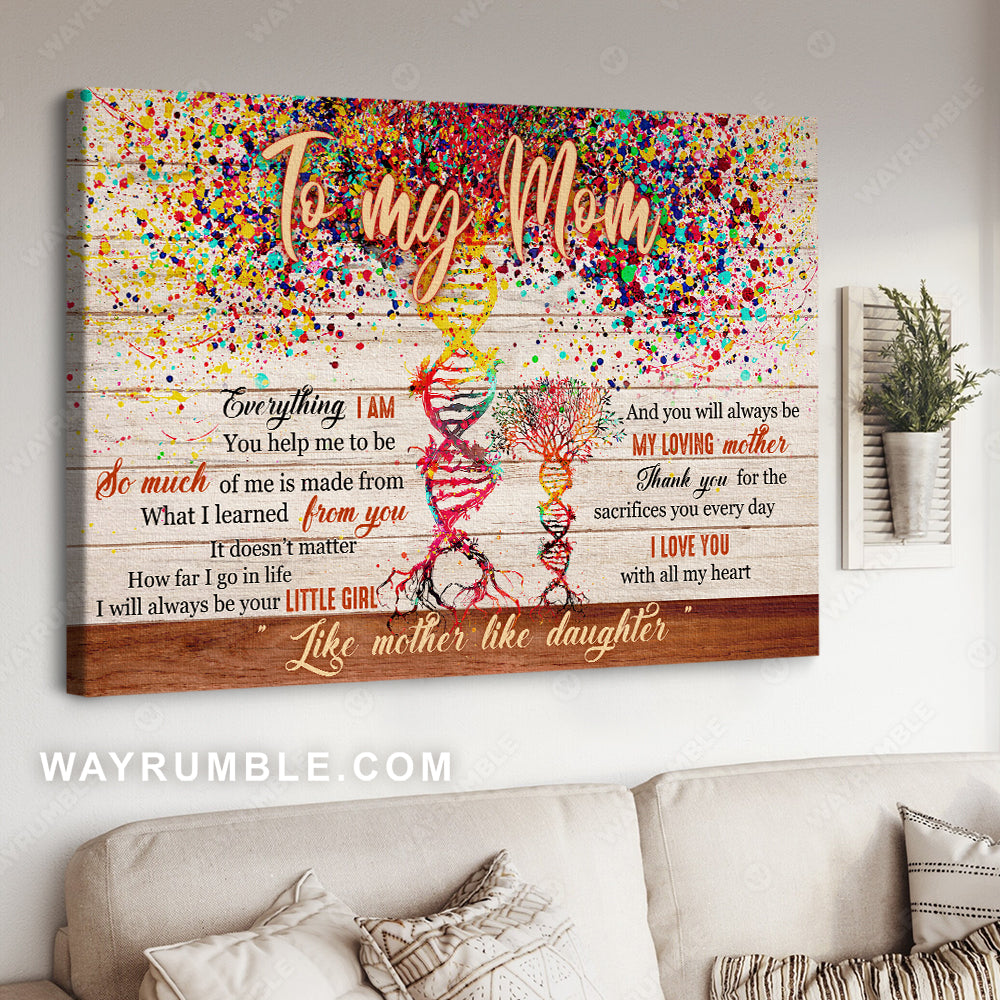 Daughter to mom, ADN symbol, Colorful painting, Like mother like daughter - Family Landscape Canvas Prints, Wall Art