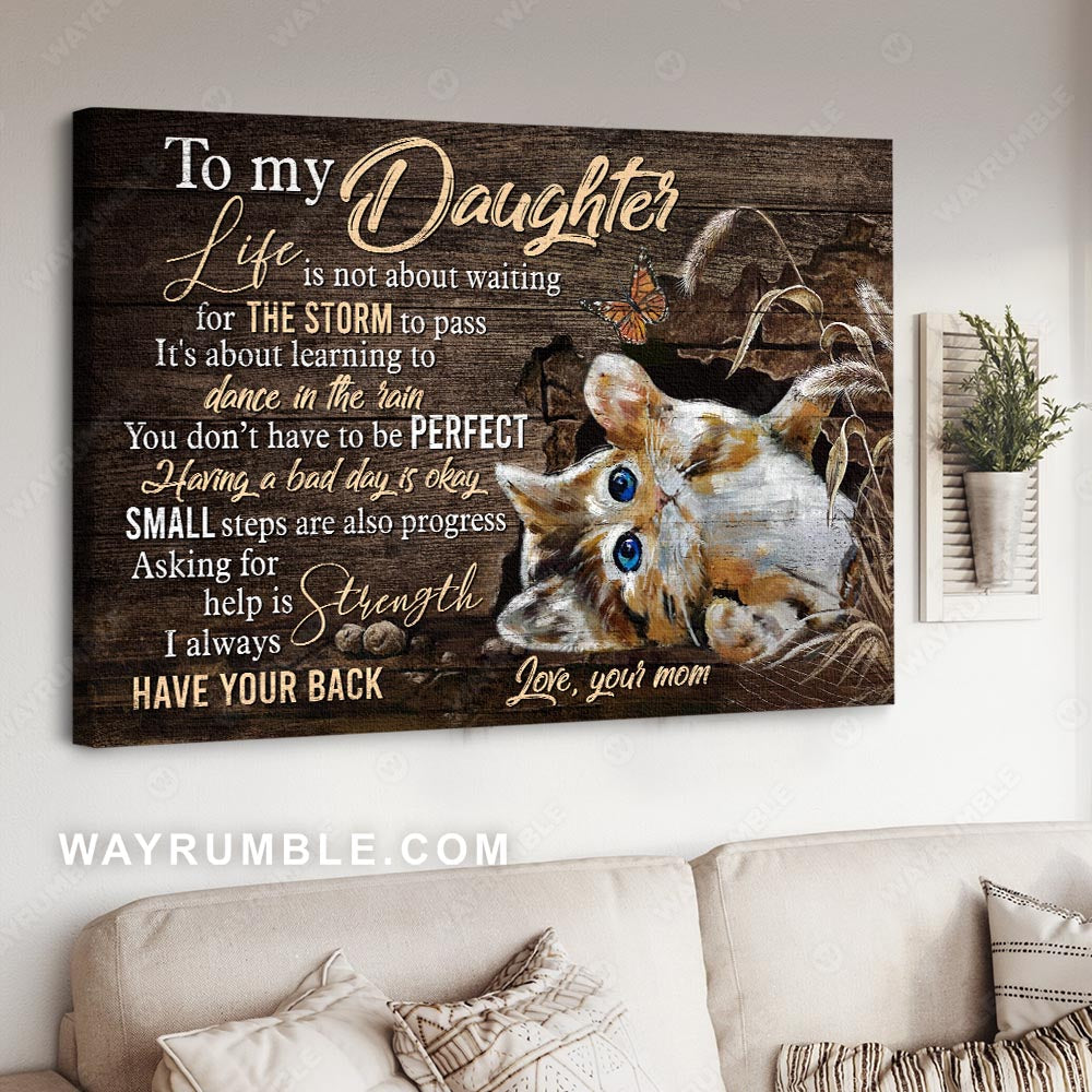 Mom to daughter, Cat painting, The little kitty, I always have your back - Family Landscape Canvas Prints, Wall Art