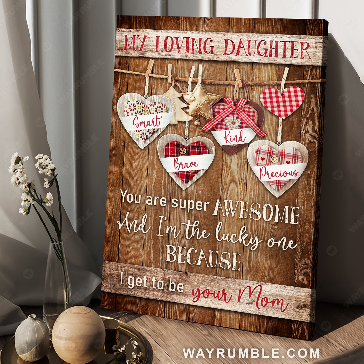 Mom to daughter, Heart drawings, You are super awesome, smart and precious - Family Portrait Canvas Prints, Wall Art