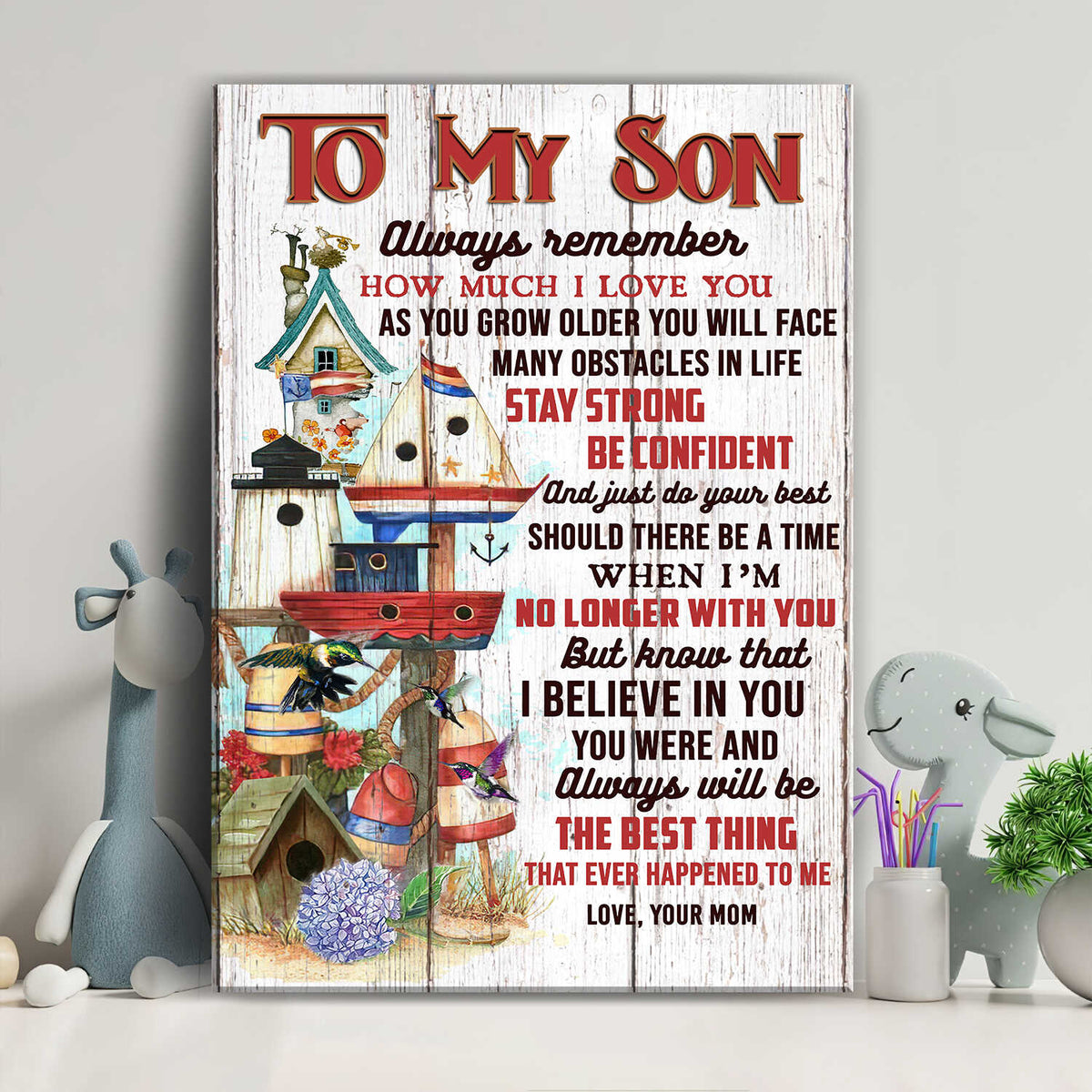Mom to son, Toy House, You are the best thing that ever happened to me - Family Portrait Canvas Prints, Wall Art