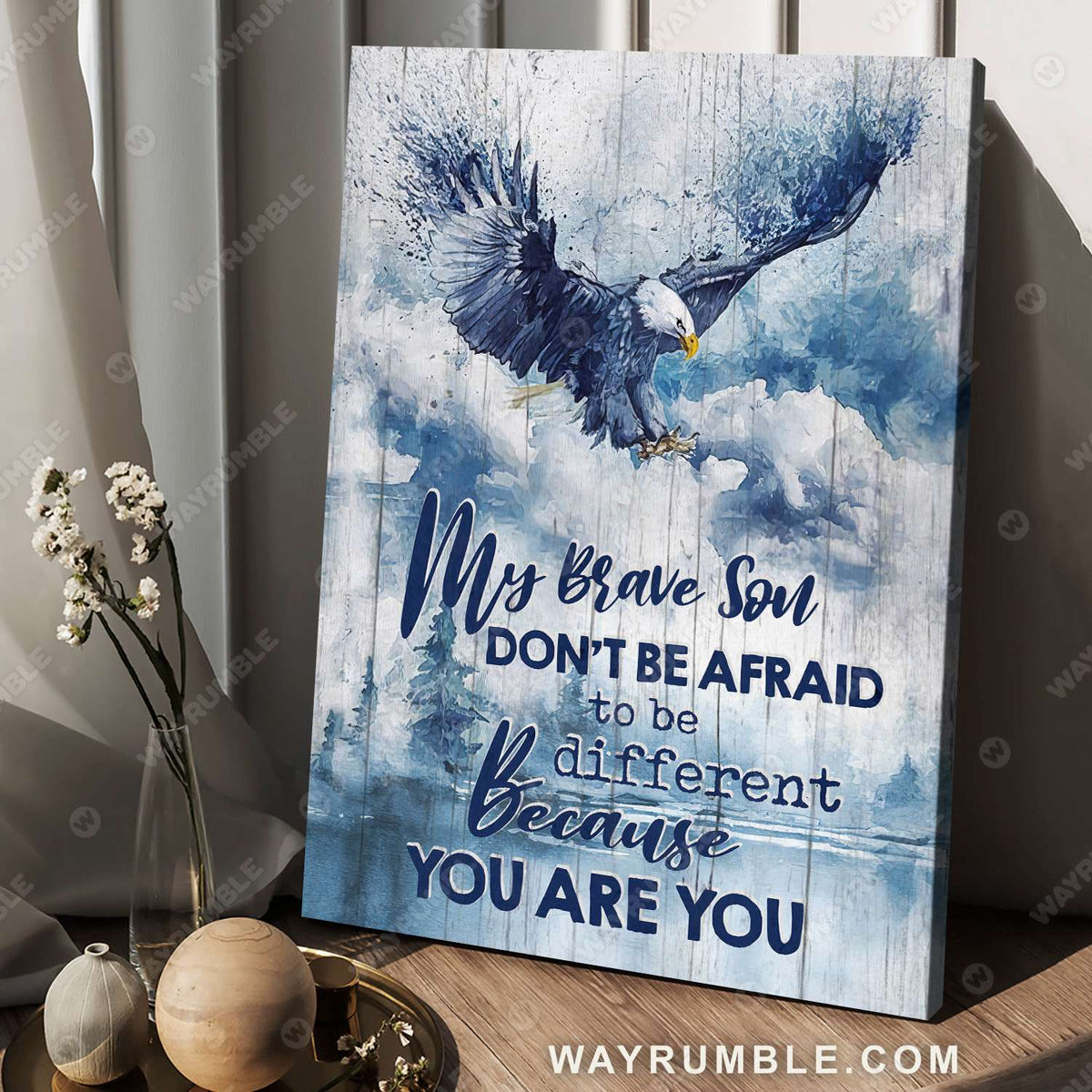 To my son, Blue sky, Bald eagle drawing, Don&#39;t be afraid to be different - Family Portrait Canvas Prints, Wall Art