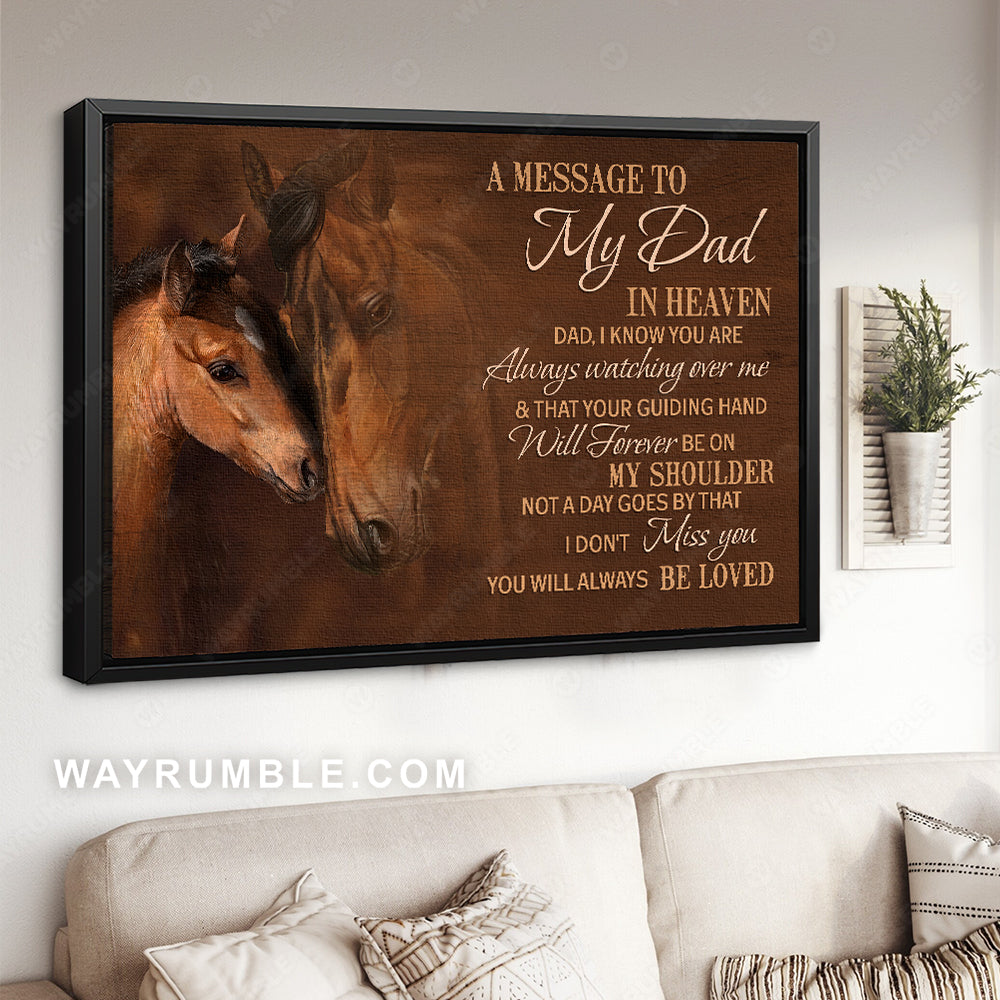 Son to dad, Quarter horse, Gift for horse lover, A message to my dad in heaven - Family Landscape Canvas Prints, Wall Art