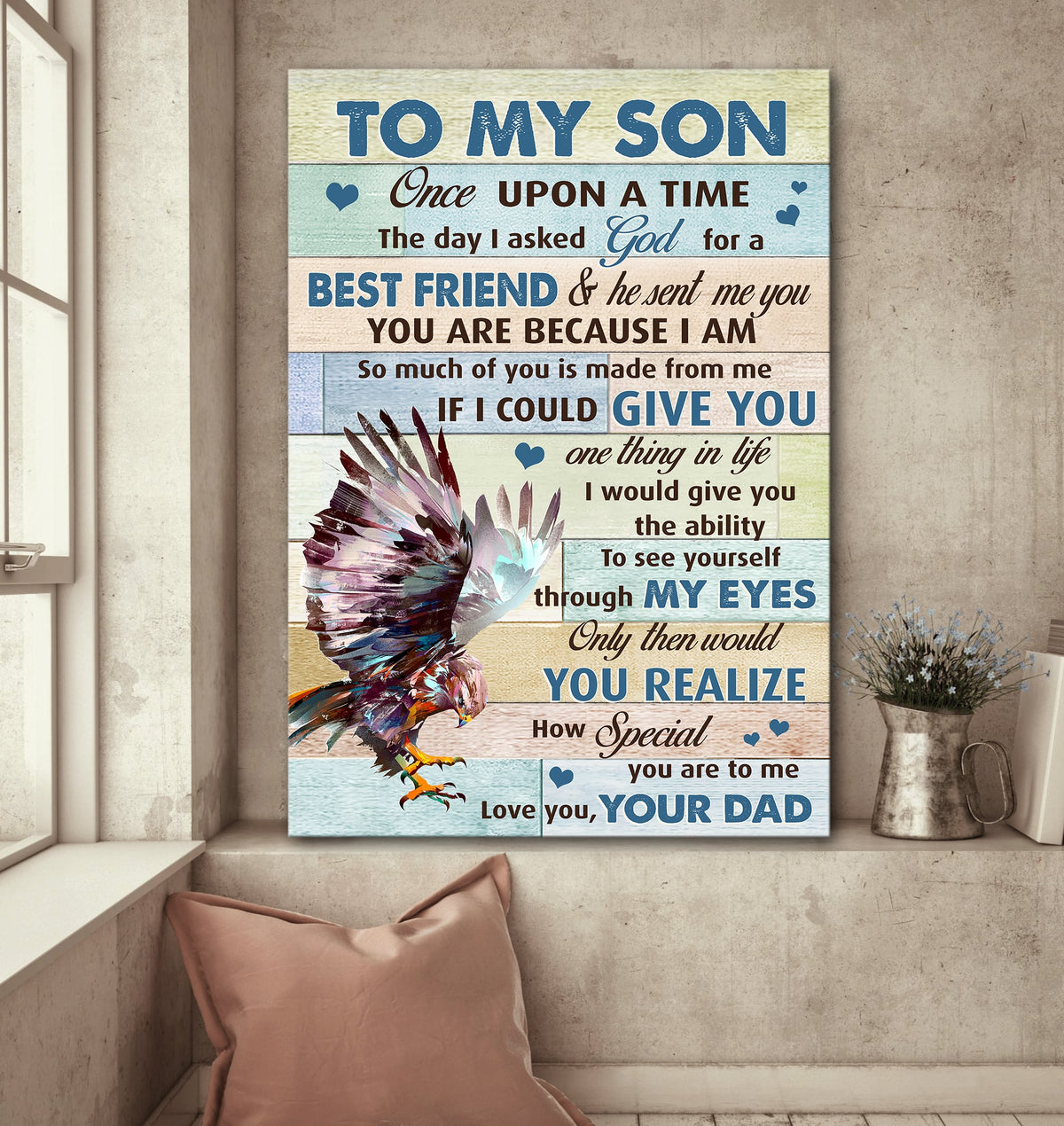 Dad to son, Beautiful eagle, You are my best friend - Family Portrait Canvas Prints, Wall Art
