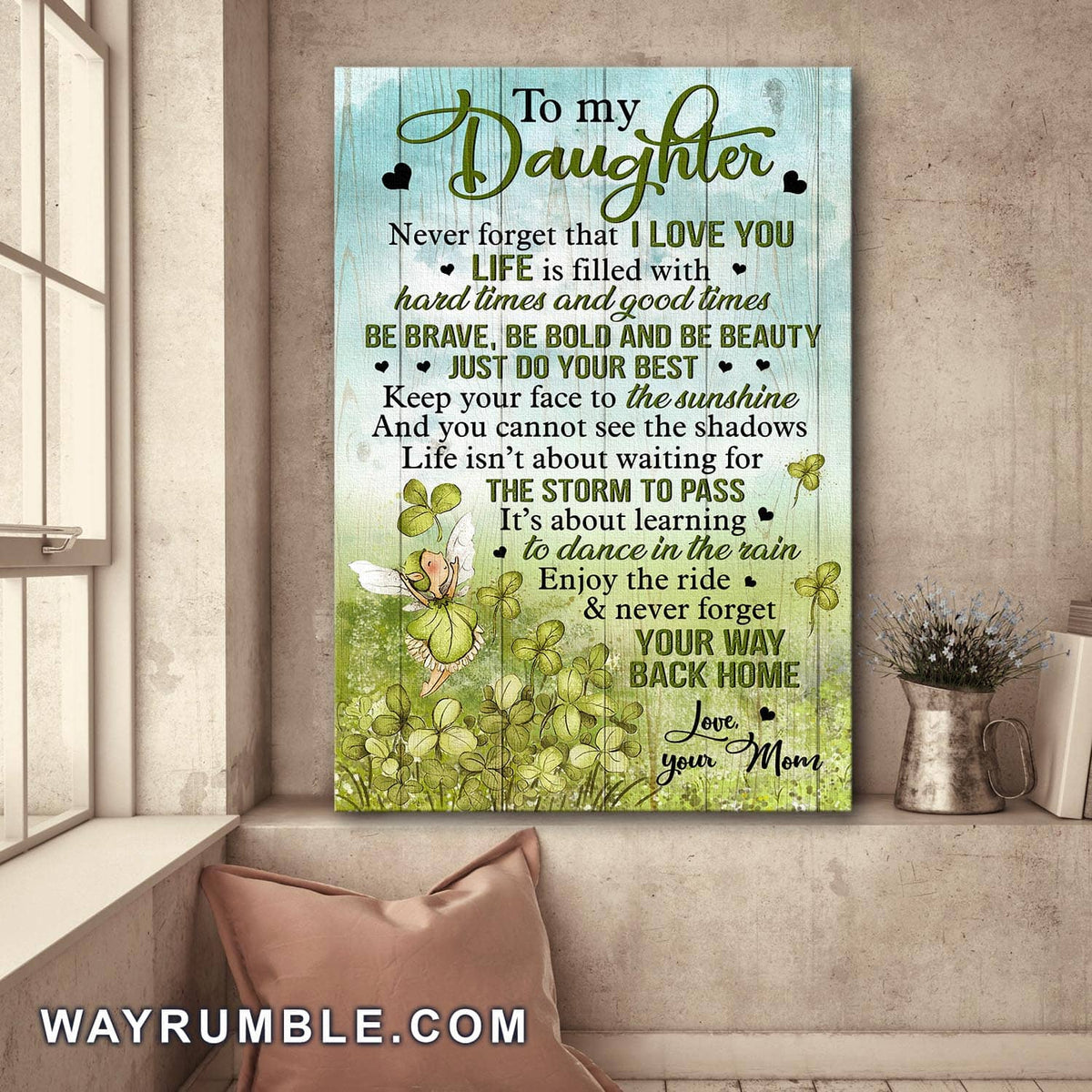 Mom to daughter, Clover fairy, Enjoy the ride &amp; never forget your way back home - Family Portrait Canvas Prints, Wall Art