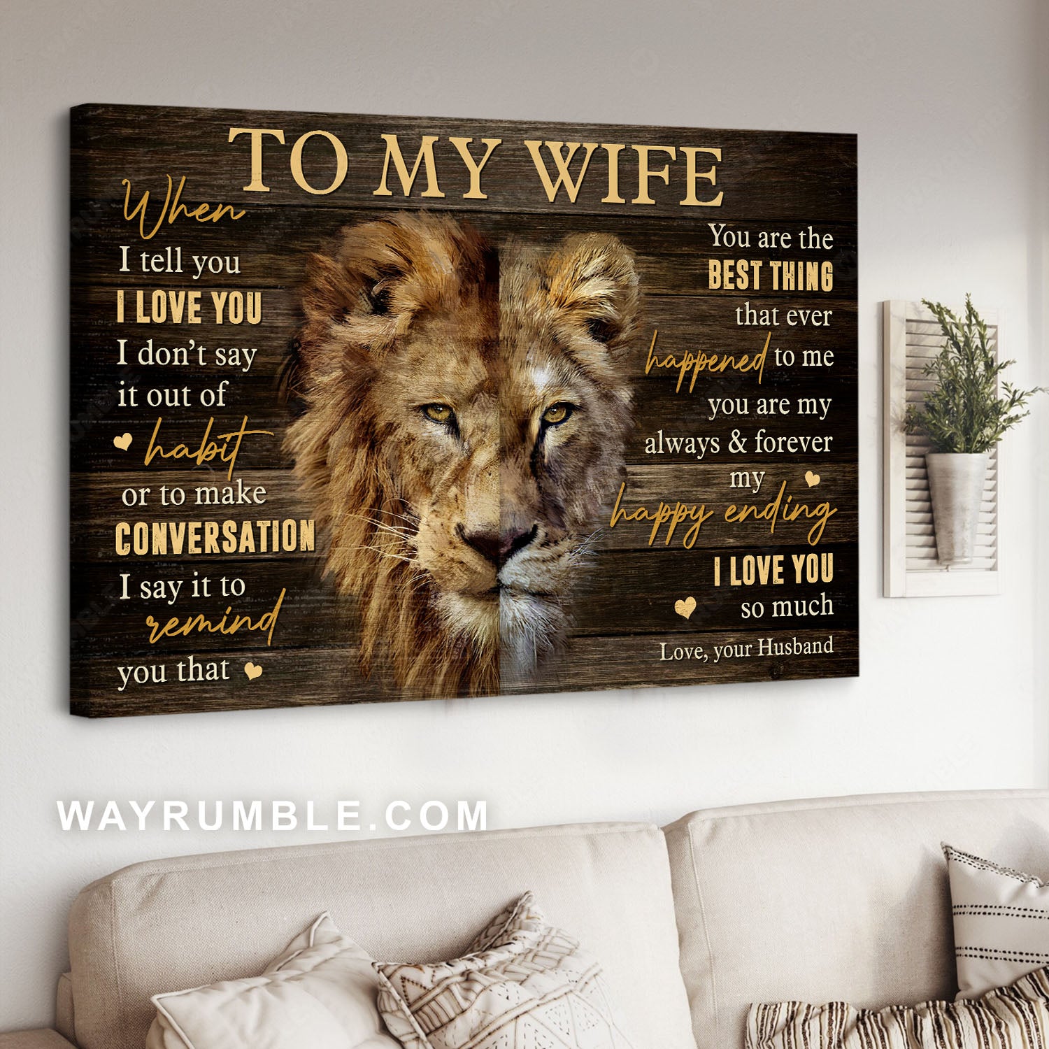To my wife, Lion and lioness, Lion drawing, When I tell you I love you - Family Landscape Canvas Prints, Wall Art