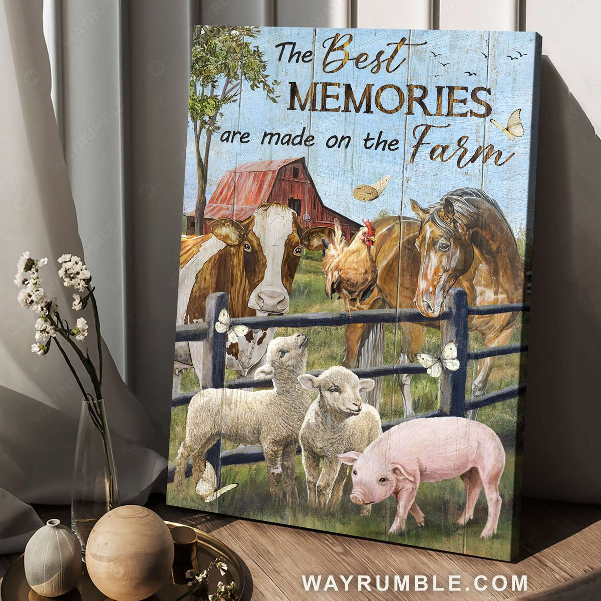 Little lambs, Brown horse, Daisy cow, The best memories - Family Portrait Canvas Prints, Wall Art