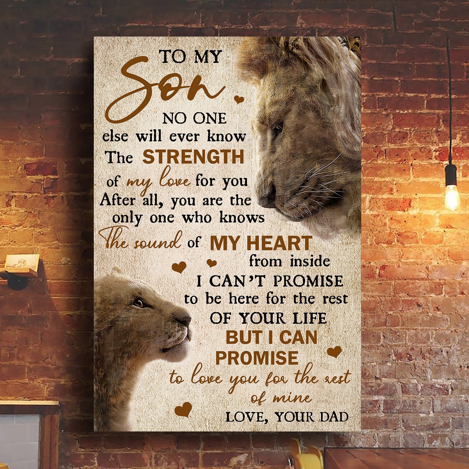Dad to son, Lion Family, I promise to love you for the rest of my life - Family Portrait Canvas Prints, Wall Art