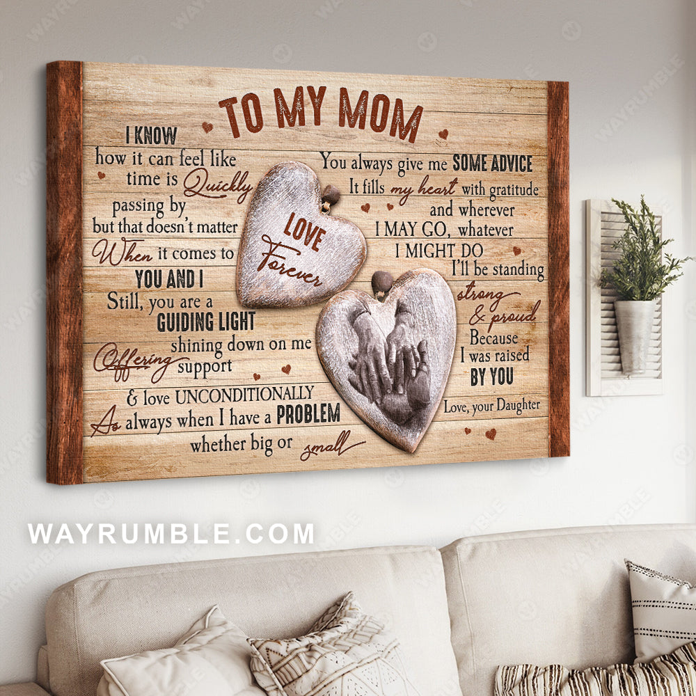 Daughter to mom, Heart stone, Baby hand, You always give me some advice - Family Landscape Canvas Prints, Wall Art