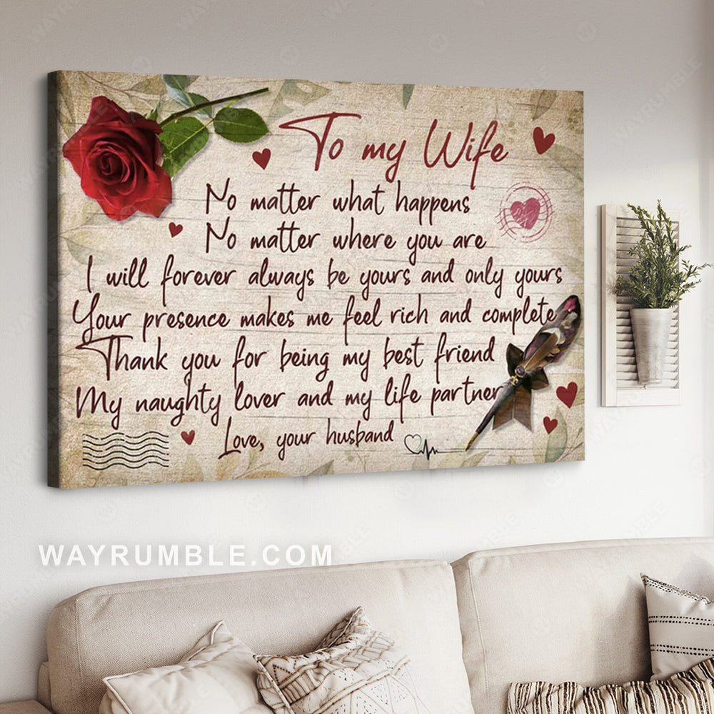 To my wife, Love Letter, Rose, Thank you for being my life partner - Couple Landscape Canvas Prints, Wall Art
