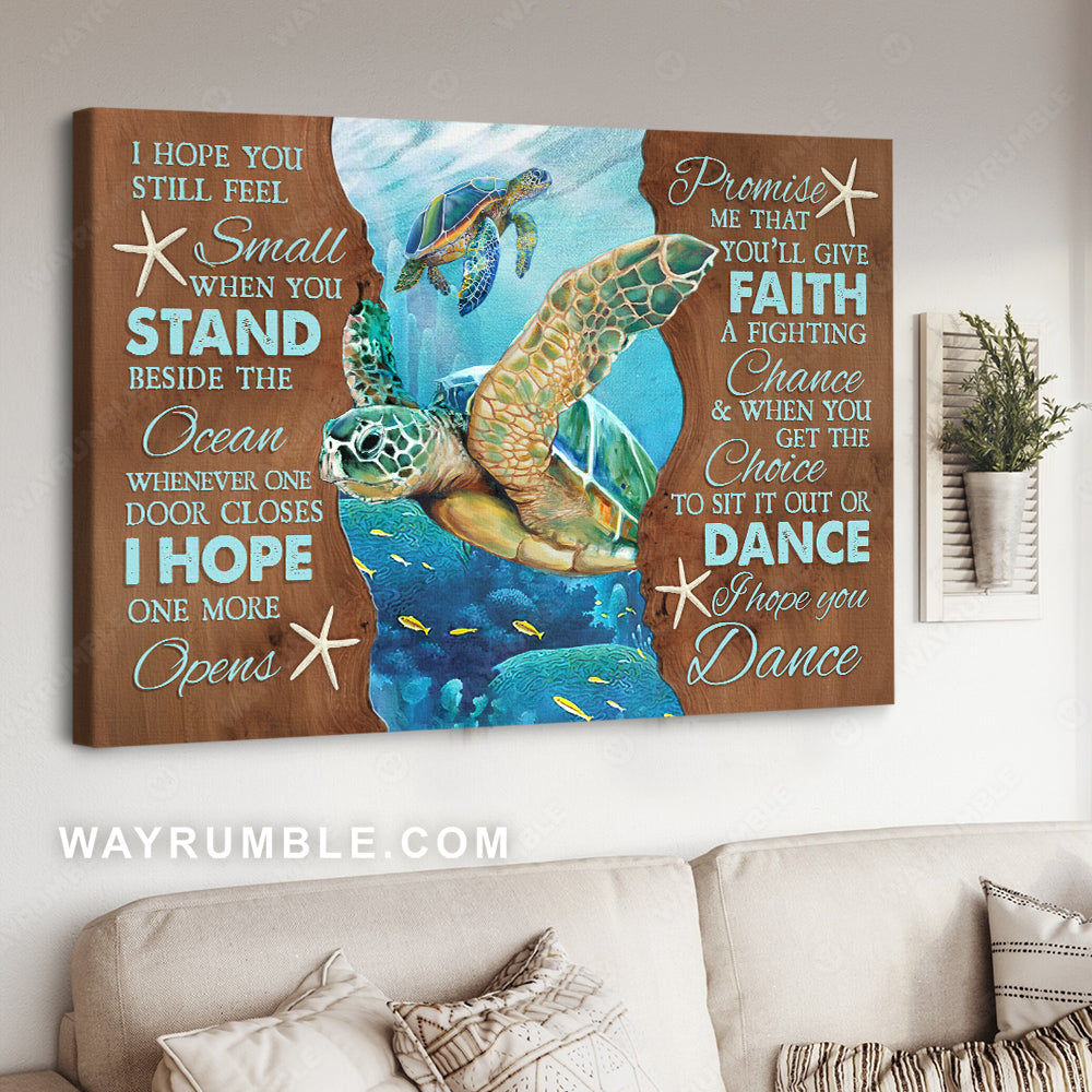 Amazing sea turtle, Ocean view, I hope you still feel small - Family Landscape Canvas Prints, Wall Art