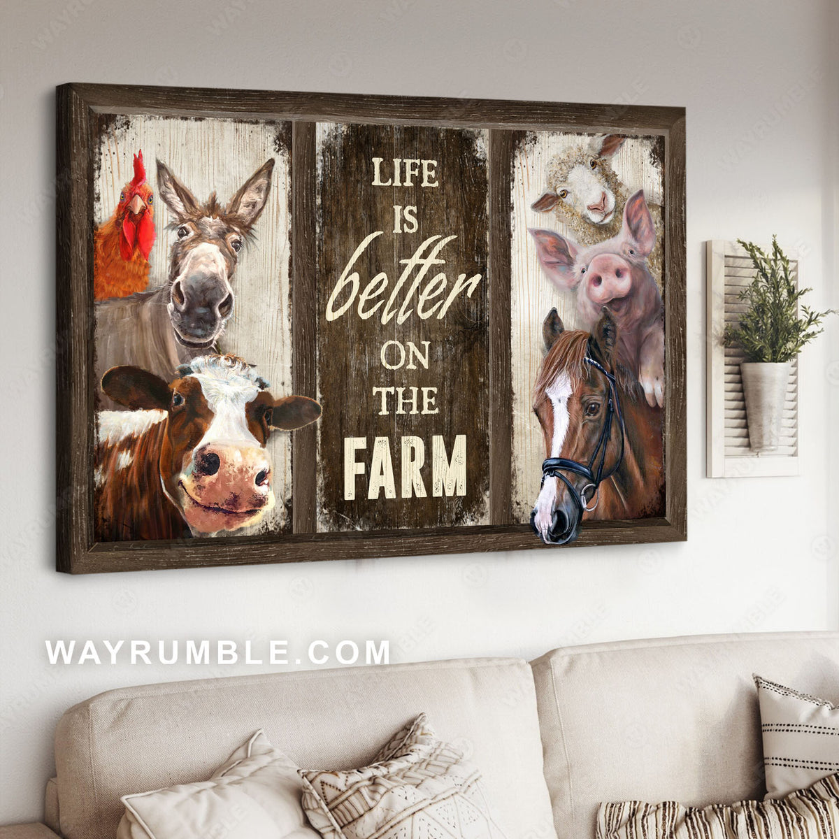 Farm animals, Cattle painting, Farm life, Life is better on the farm - Family Landscape Canvas Prints, Wall Art