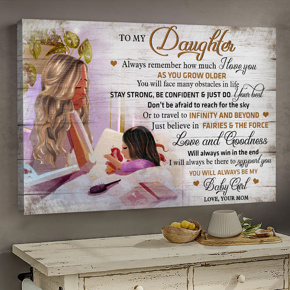 Mom to Daughter, Mom and little girl, Love and goodness will always win - Family Landscape Canvas Prints, Wall Art