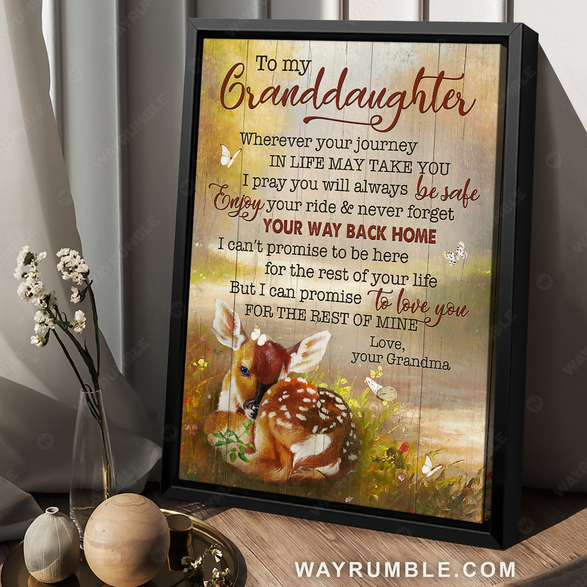 Grandma to granddaughter, Cute deer, Beautiful forest, Never forget your way back home - Family Portrait Canvas Prints, Wall Art