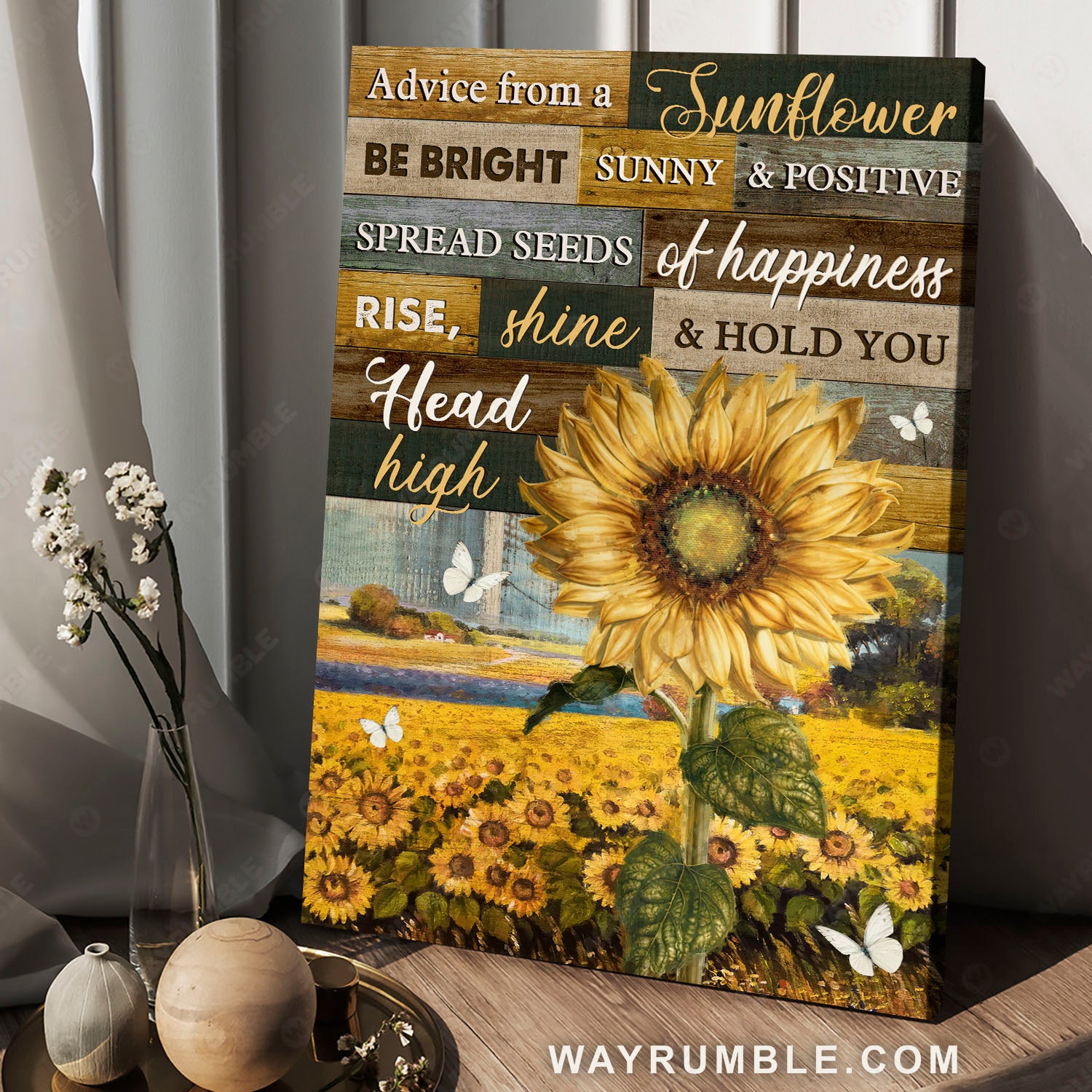 Sunflower field, White butterfly, Advice from a sunflower - Family Portrait Canvas Prints, Wall Art