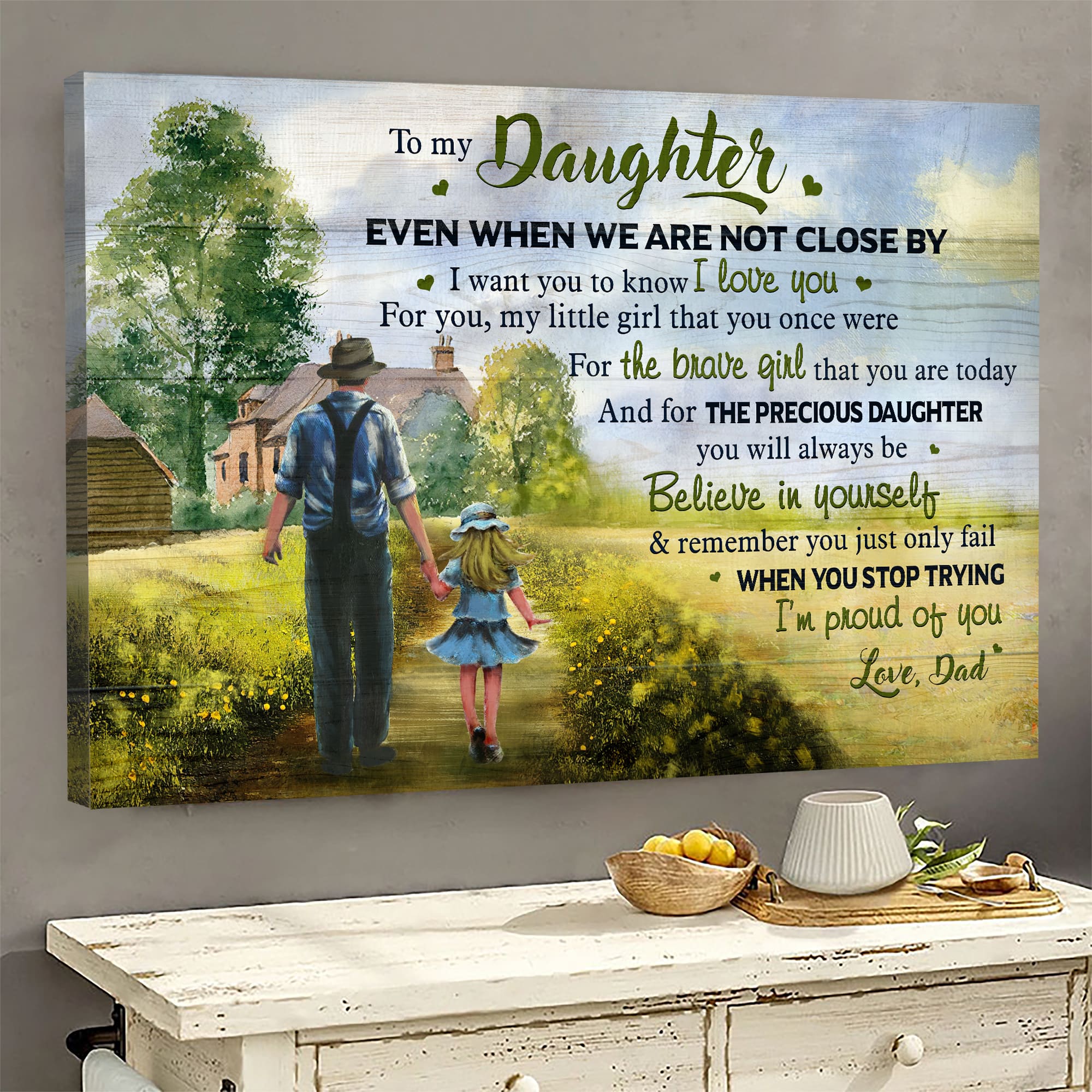 Dad to daughter, Walking, Peaceful life, Coming home together, You are my precious daughter - Family Landscape Canvas Prints, Wall Art