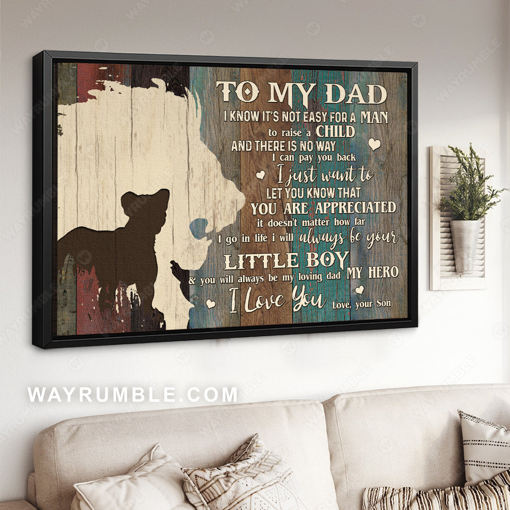 Son to dad, Animal painting, Lion King, I will always be your little boy - Family Landscape Canvas Prints, Wall Art