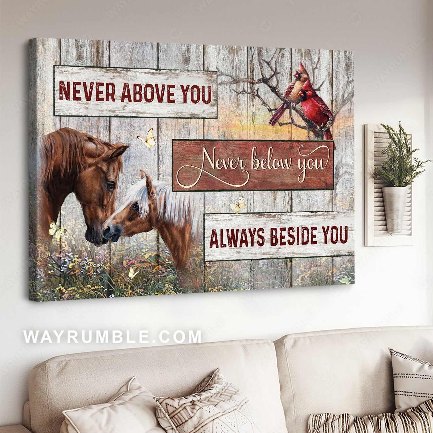 Quarter horses, In the forest, Pretty cardinal, Always beside you - Family Landscape Canvas Prints, Wall Art