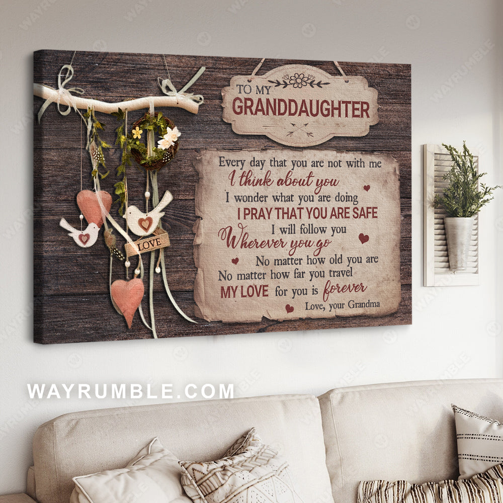 Grandma to granddaughter, Vintage painting, Old letter, My love for you is forever - Family Landscape Canvas Prints, Wall Art