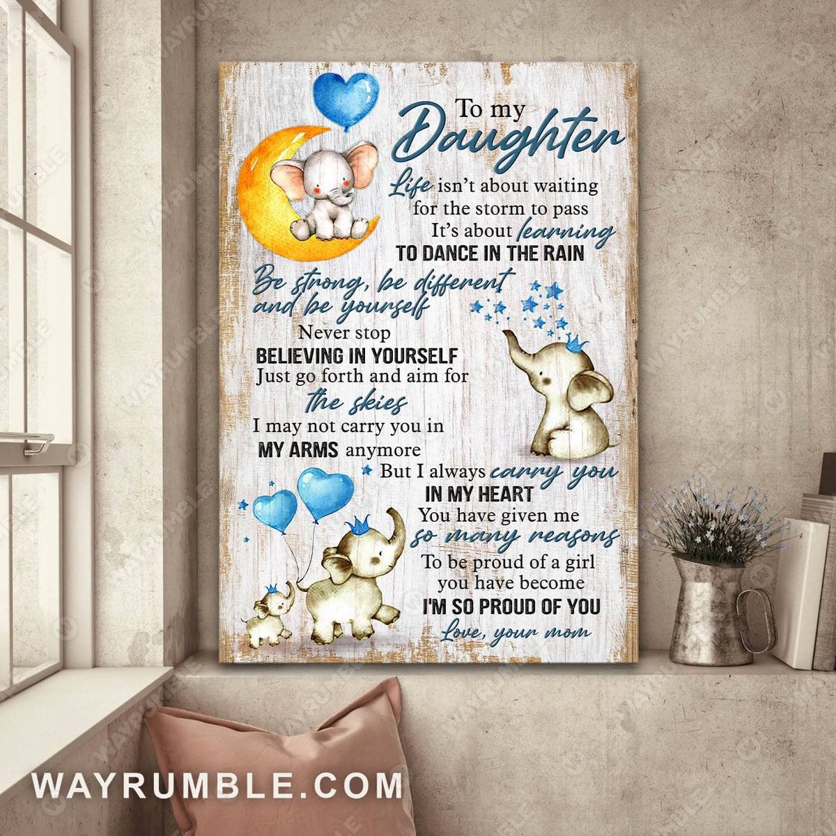 Mom to daughter, Little Elephant, I always carry you in my heart - Family Portrait Canvas Prints, Wall Art