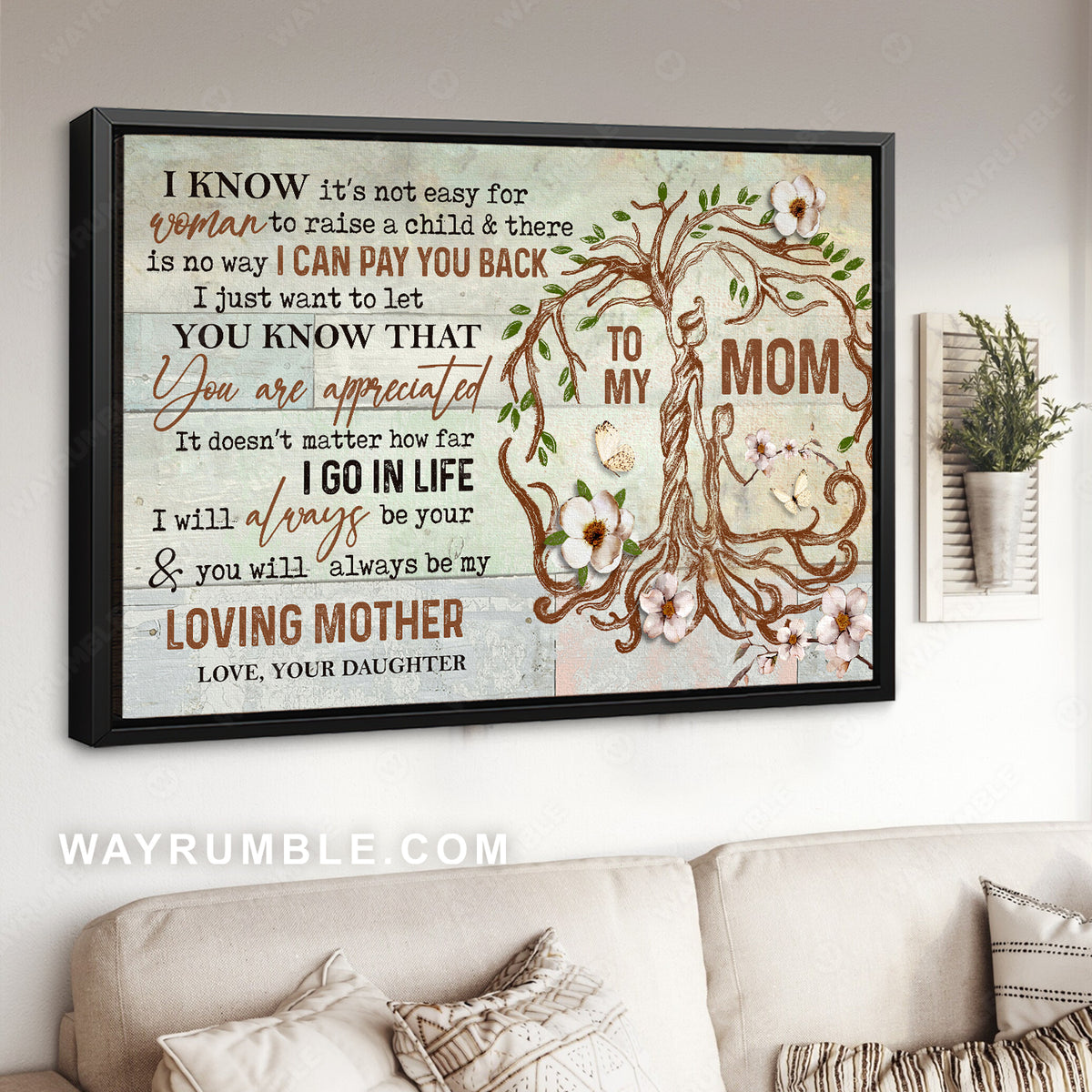 Daughter to mom, Oldest tree, White flower, You will always be my loving mother - Family Landscape Canvas Prints, Wall Art