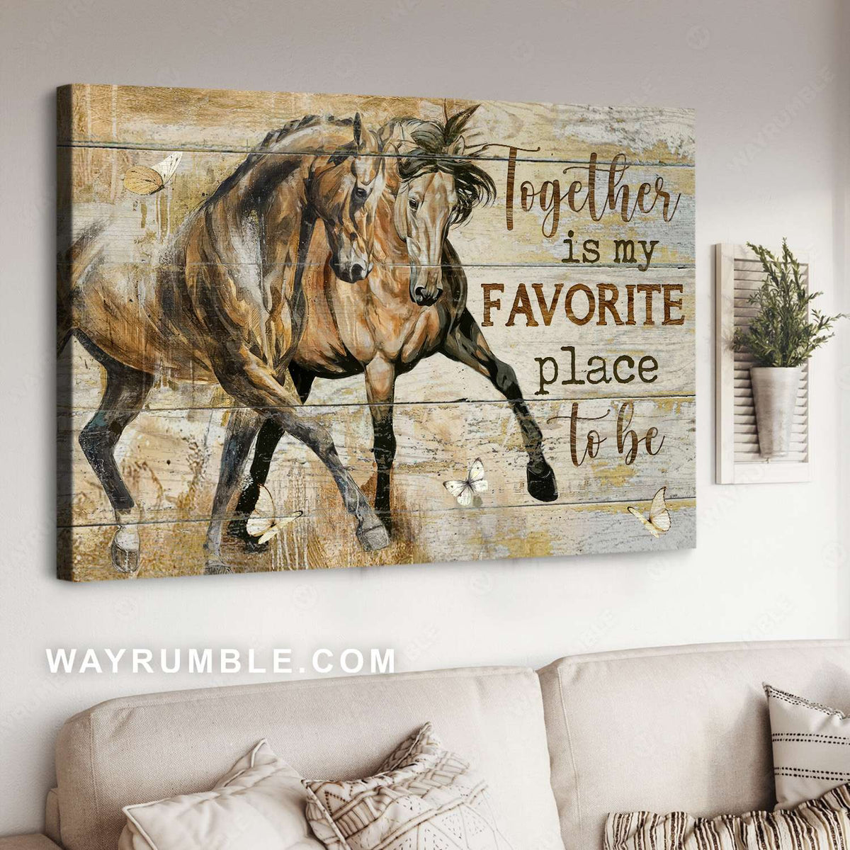 Brown horses, Walking horses, Together is my favorite place to be - Family Landscape Canvas Prints, Wall Art