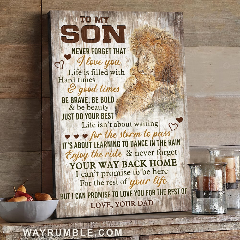 Dad to son, Lion king and his cub, I can promise to love you for the rest of my life - Family Portrait Canvas Prints, Wall Art
