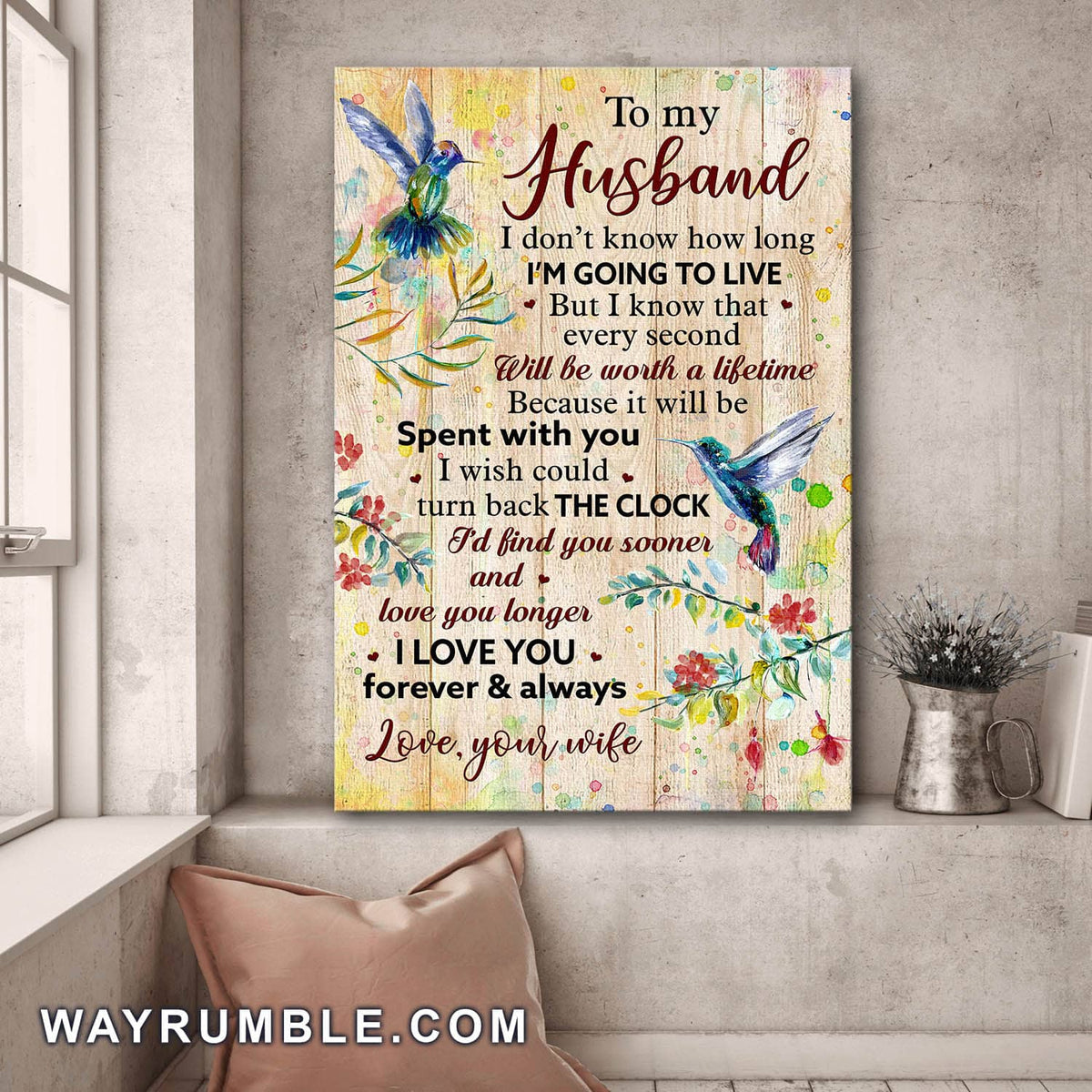 To my husband, Hummingbird, I love you forever and always - Couple Portrait Canvas Prints, Wall Art