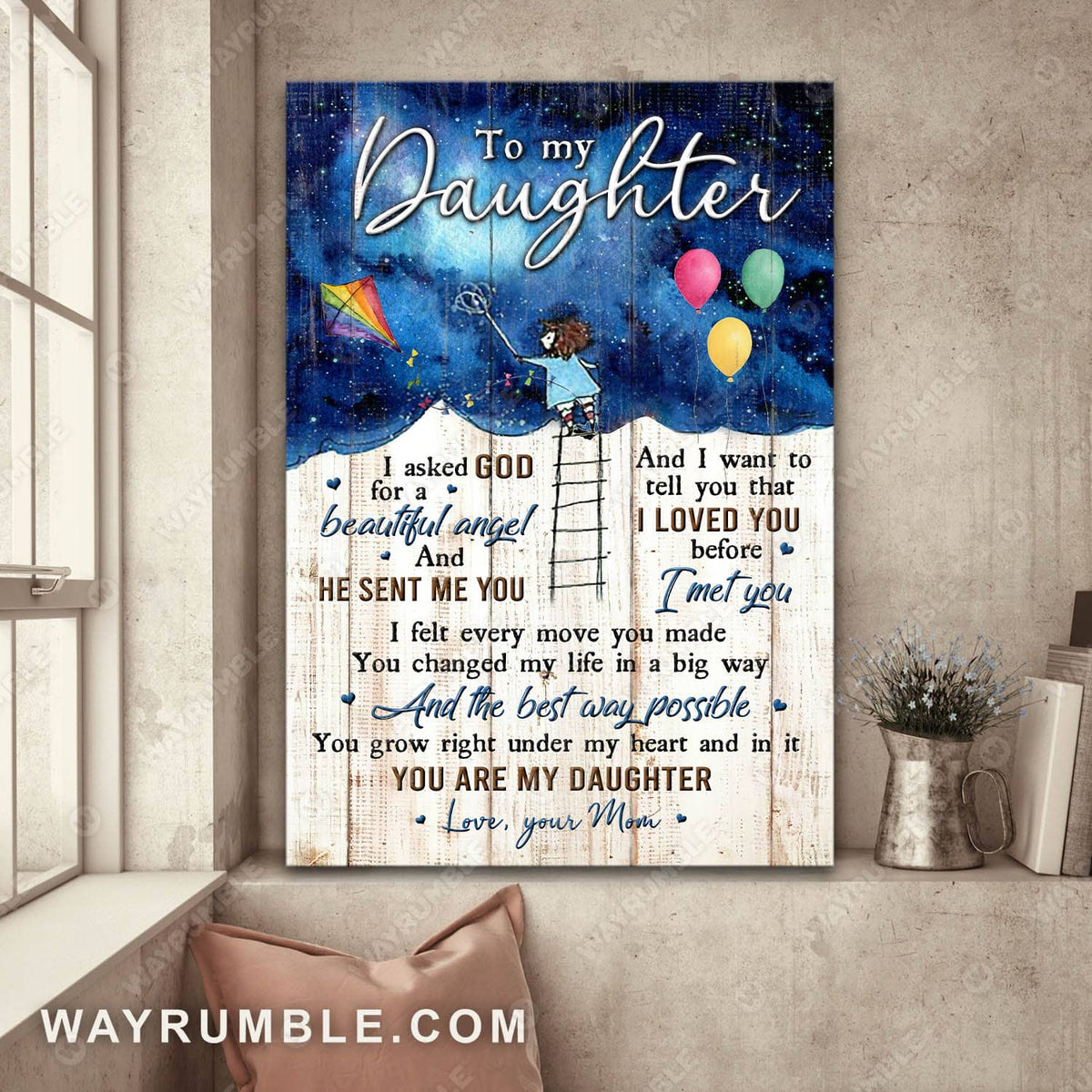 Mom to daughter, Beautiful night sky, Catching starts, You changed my life - Family Portrait Canvas Prints, Wall Art
