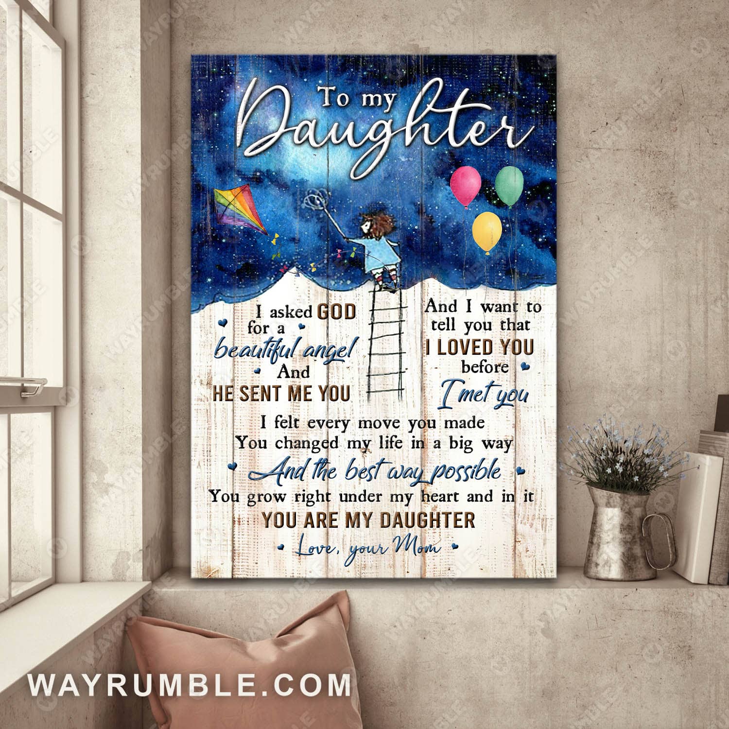 Mom to daughter, Beautiful night sky, Catching starts, You changed my life - Family Portrait Canvas Prints, Wall Art