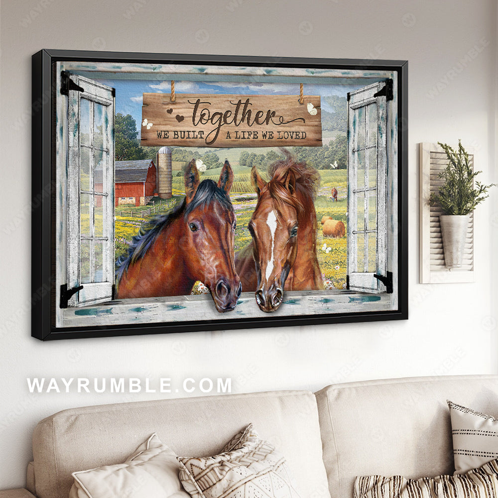 Face of horse, Flower field, Peace farm, Together we built a life we loved - Family Landscape Canvas Prints, Wall Art