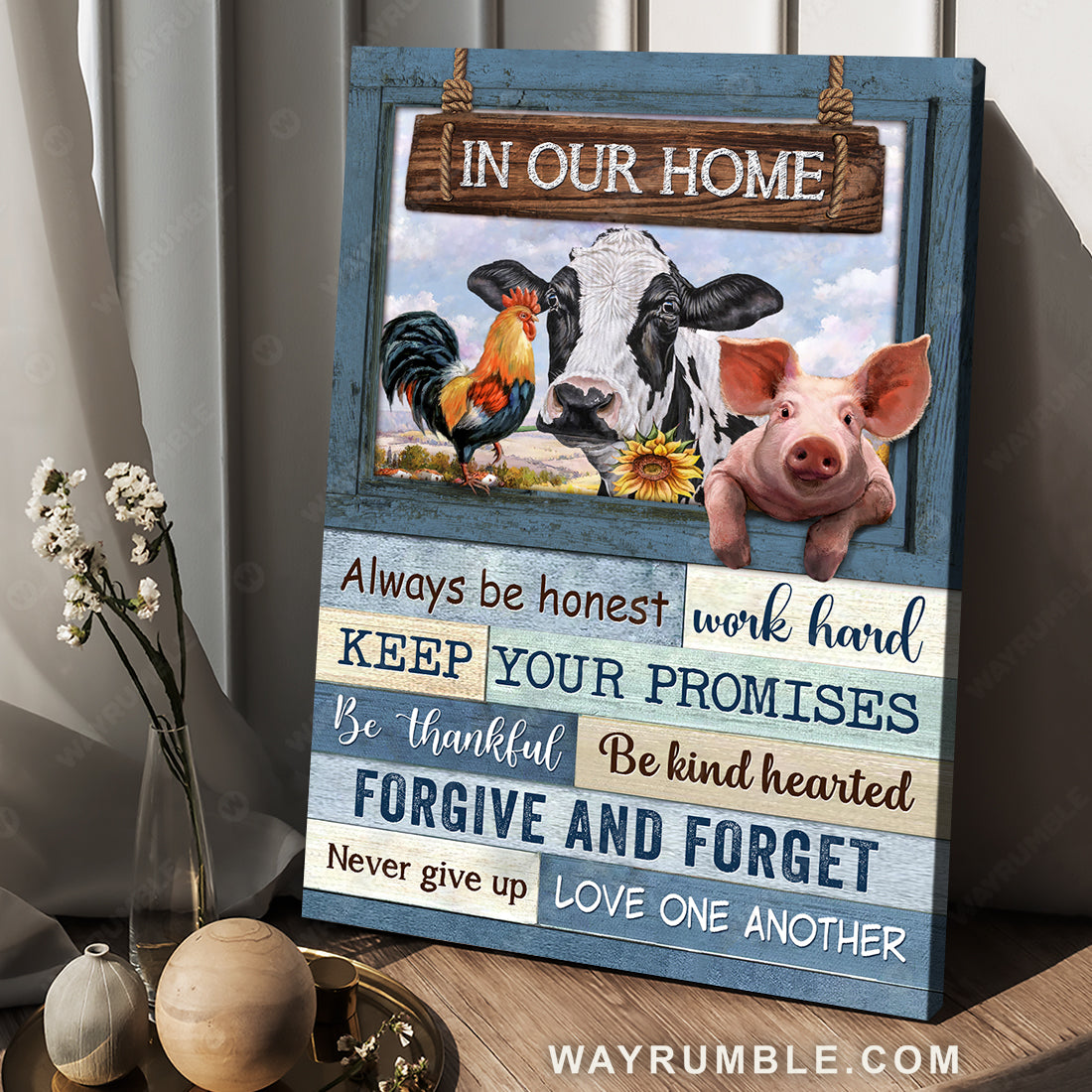 Dairy cow painting, Watercolor rooster, Cute pig, In our home - Family Portrait Canvas Prints, Wall Art
