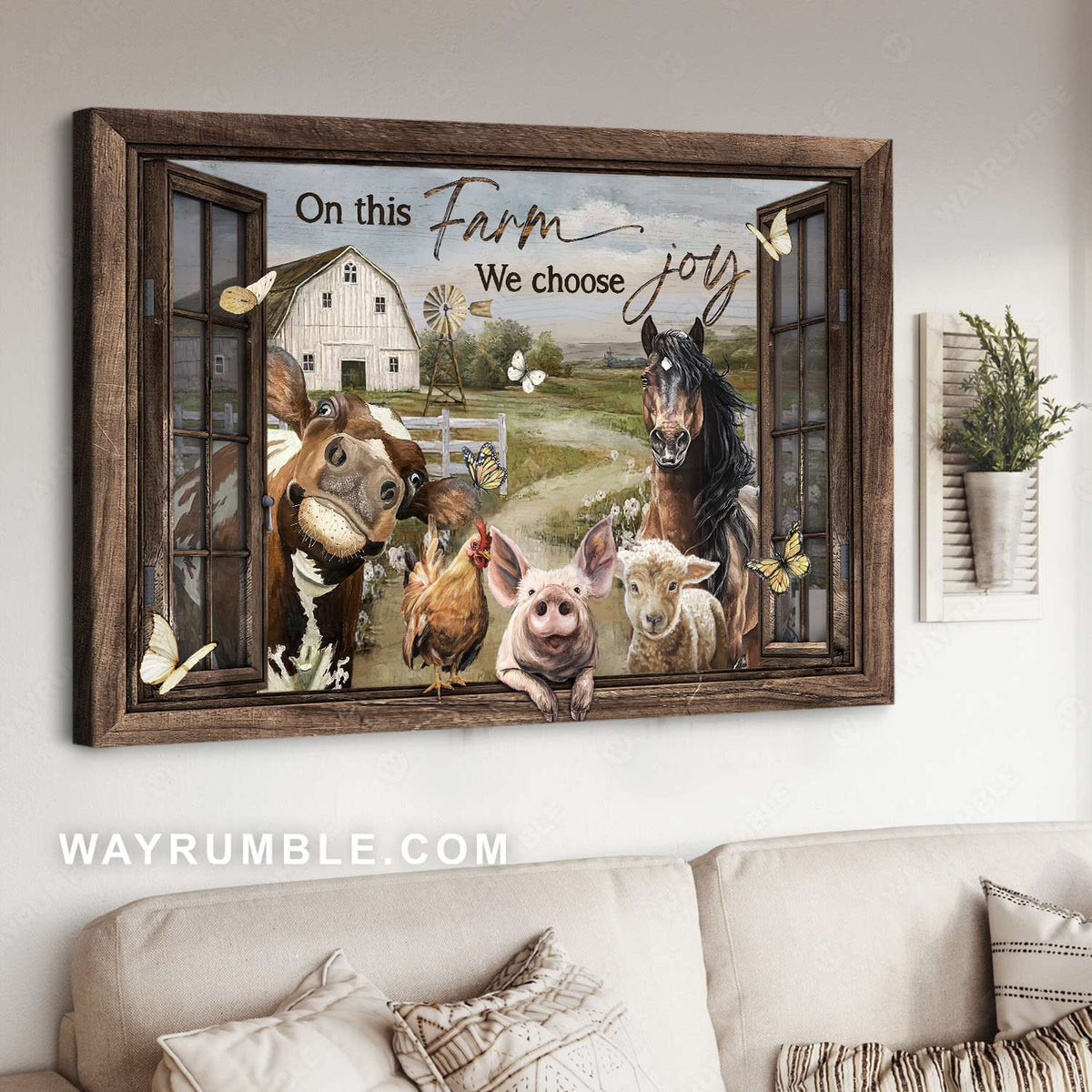 Farm animal, Farm life, Happy farm, On this farm we choose joy - Family Landscape Canvas Prints, Wall Art