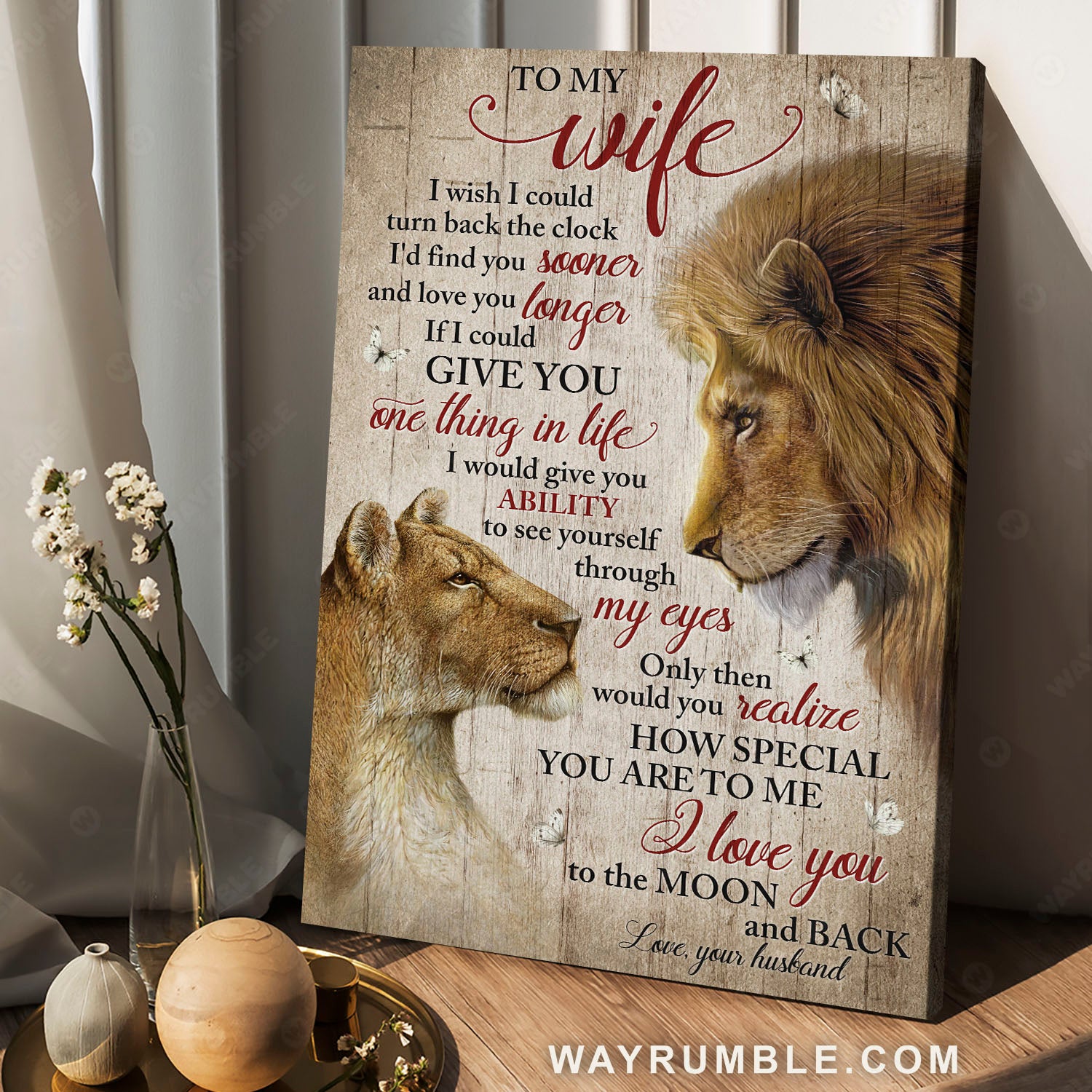 To my wife, Lion and lioness, White butterfly, How special you are to me - Family Portrait Canvas Prints, Wall Art