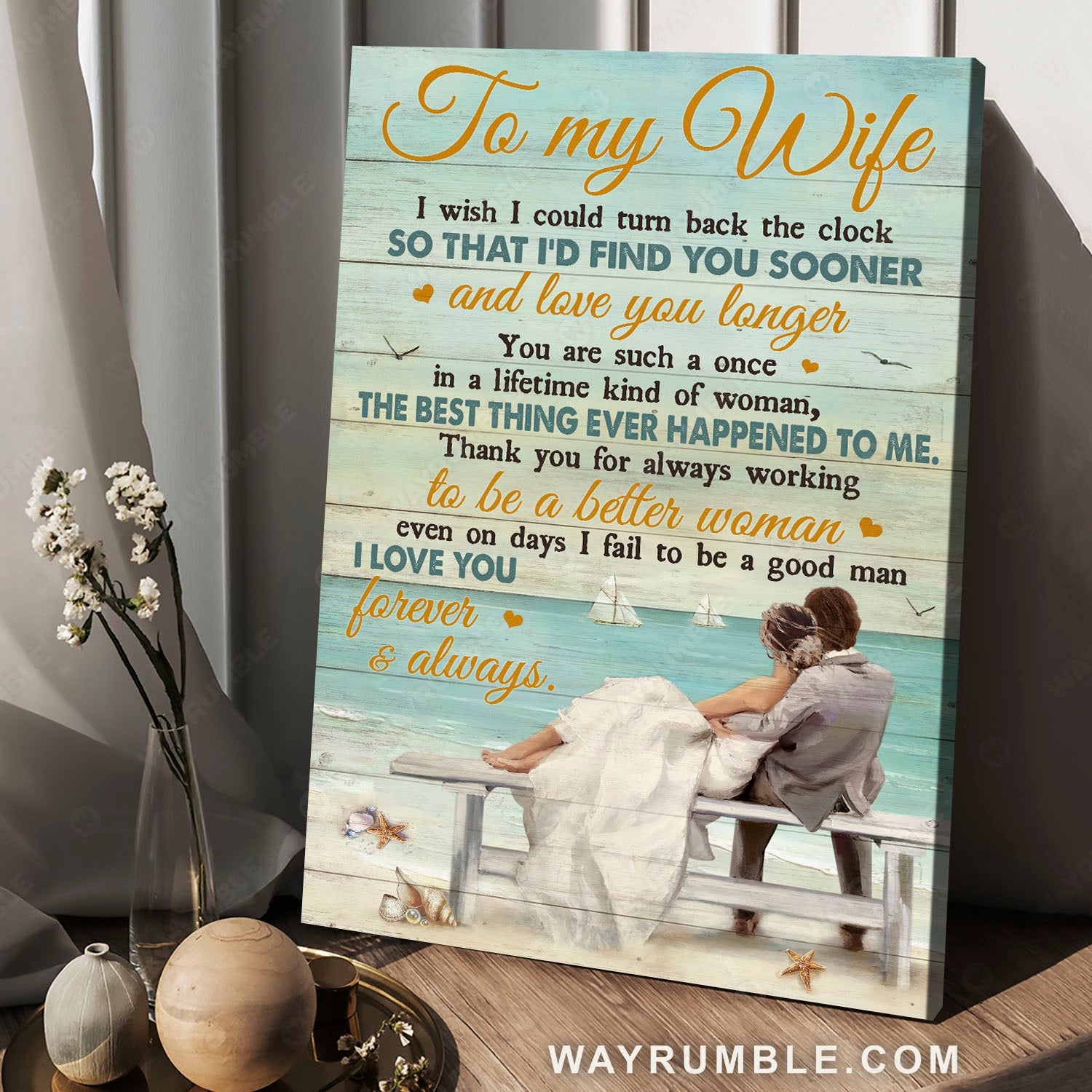To my wife, Bride and groom, Wife and husband, Beach view - Family Portrait Canvas Prints, Wall Art
