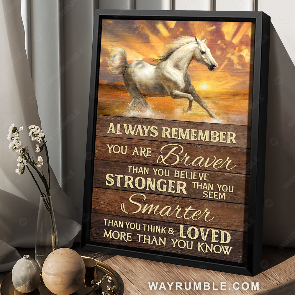 Amazing horse, Brilliant sunset, You are braver than you believe - Family Portrait Canvas Prints, Wall Art