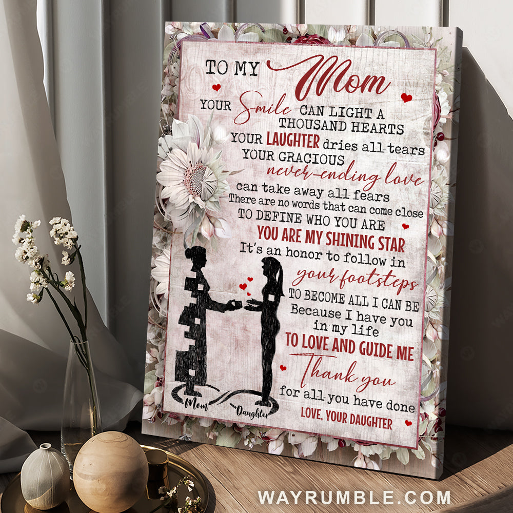 Daughter to mom, Vintage flower, You are my shining star - Family Portrait Canvas Prints, Wall Art