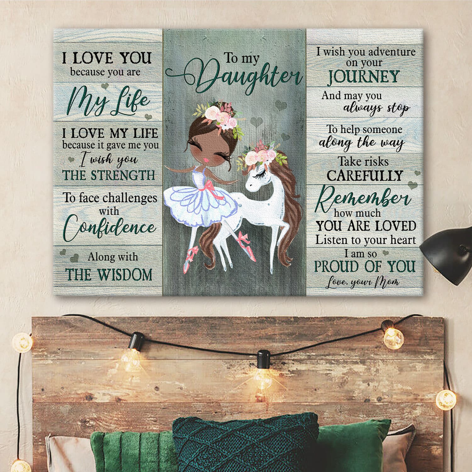 Mom to daughter, Little ballerina, Unicorn, You are my life - Family Landscape Canvas Prints, Wall Art