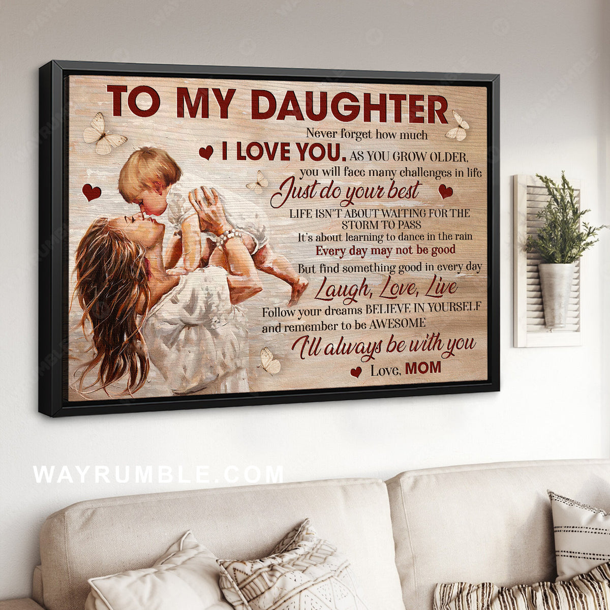 Mom to daughter, Sweet painting, Gift for daughter, I&#39;ll always be with you - Family Landscape Canvas Prints, Wall Art