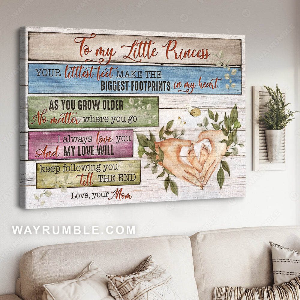 Mom to daughter, Little hand, Green garden, My love will keep following you till the end - Family Landscape Canvas Prints, Wall Art