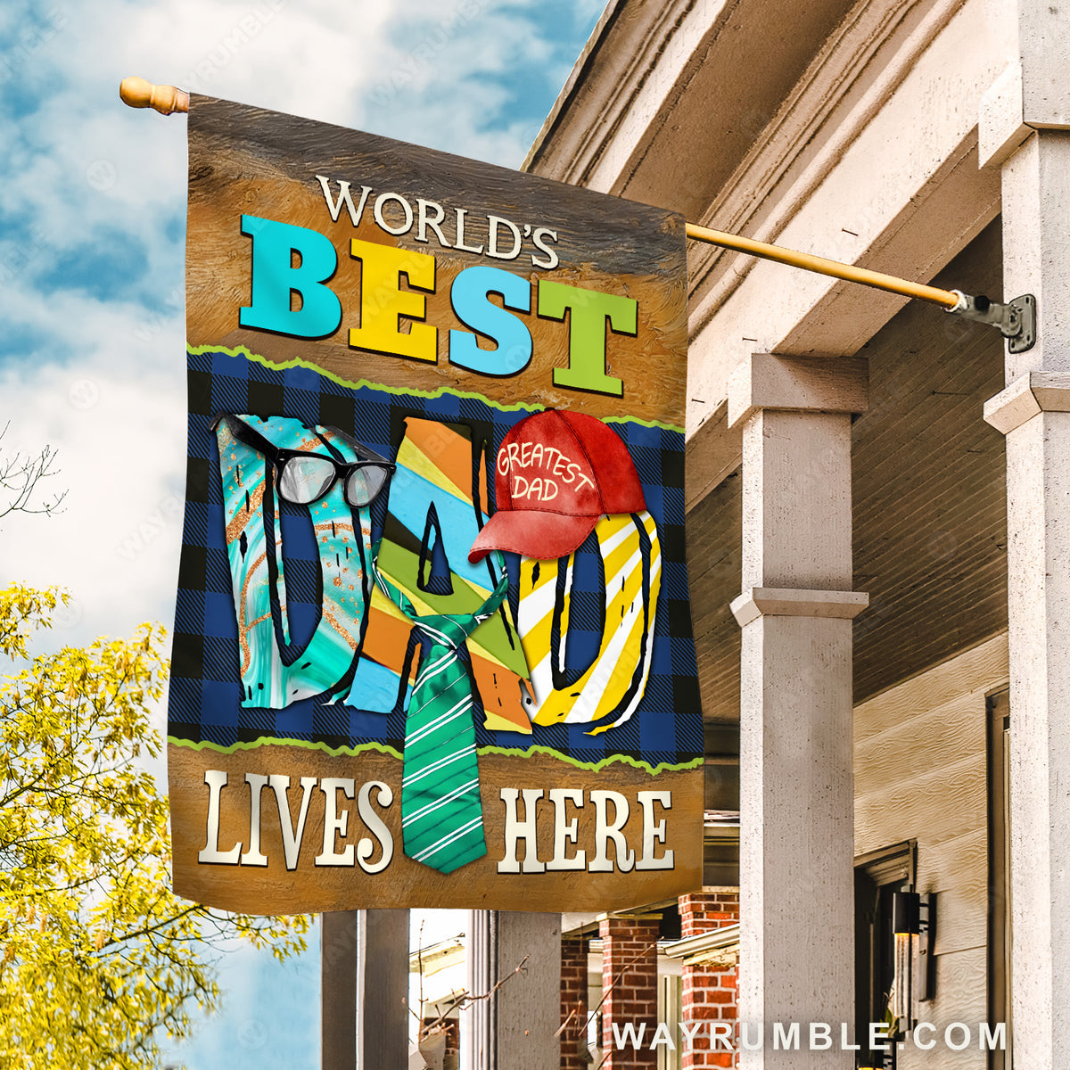 Gifts for dad, Best dad ever, World&#39;s best dad lives here - Family Flag