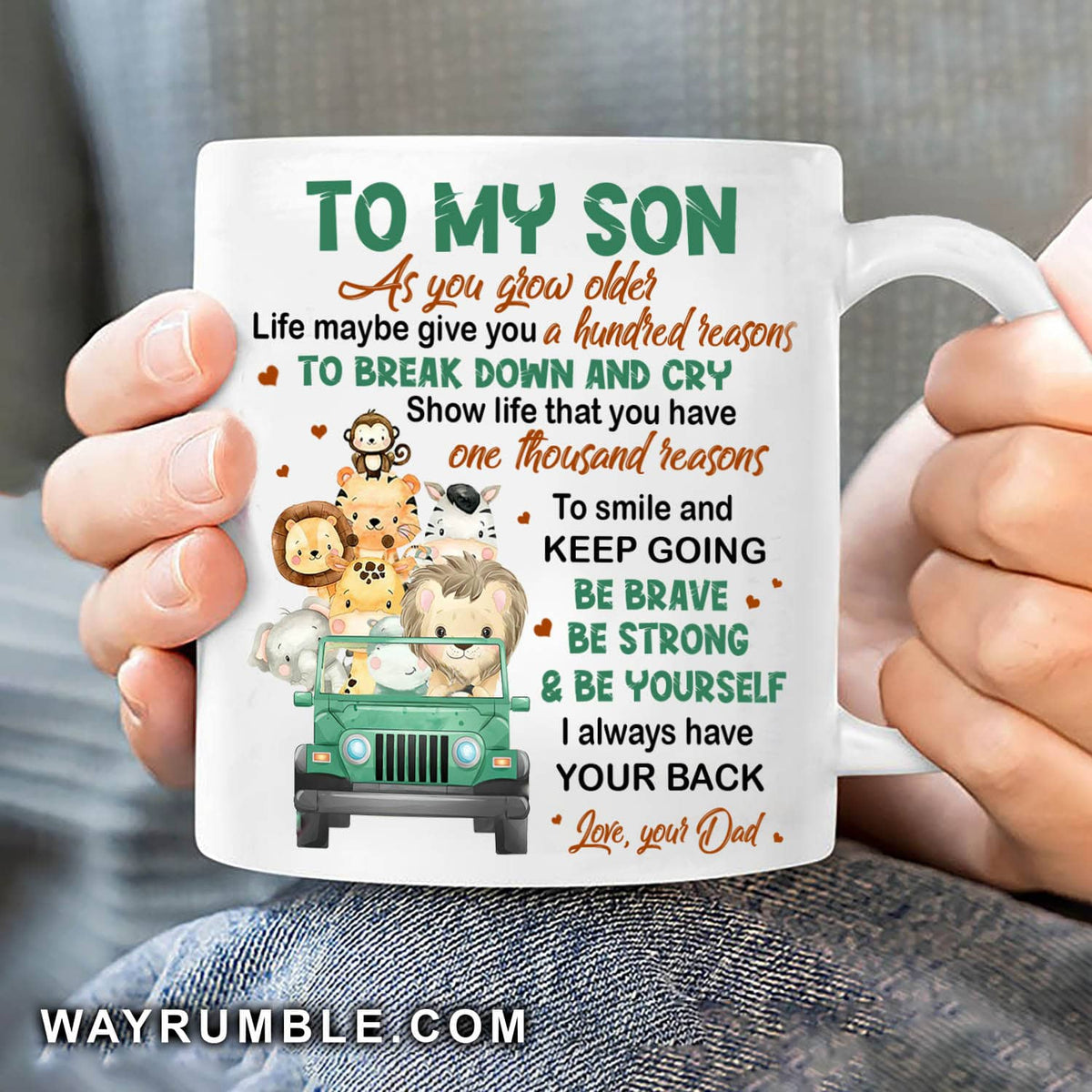 Dad to son, Cute animal, I always have your back - Family White Mug