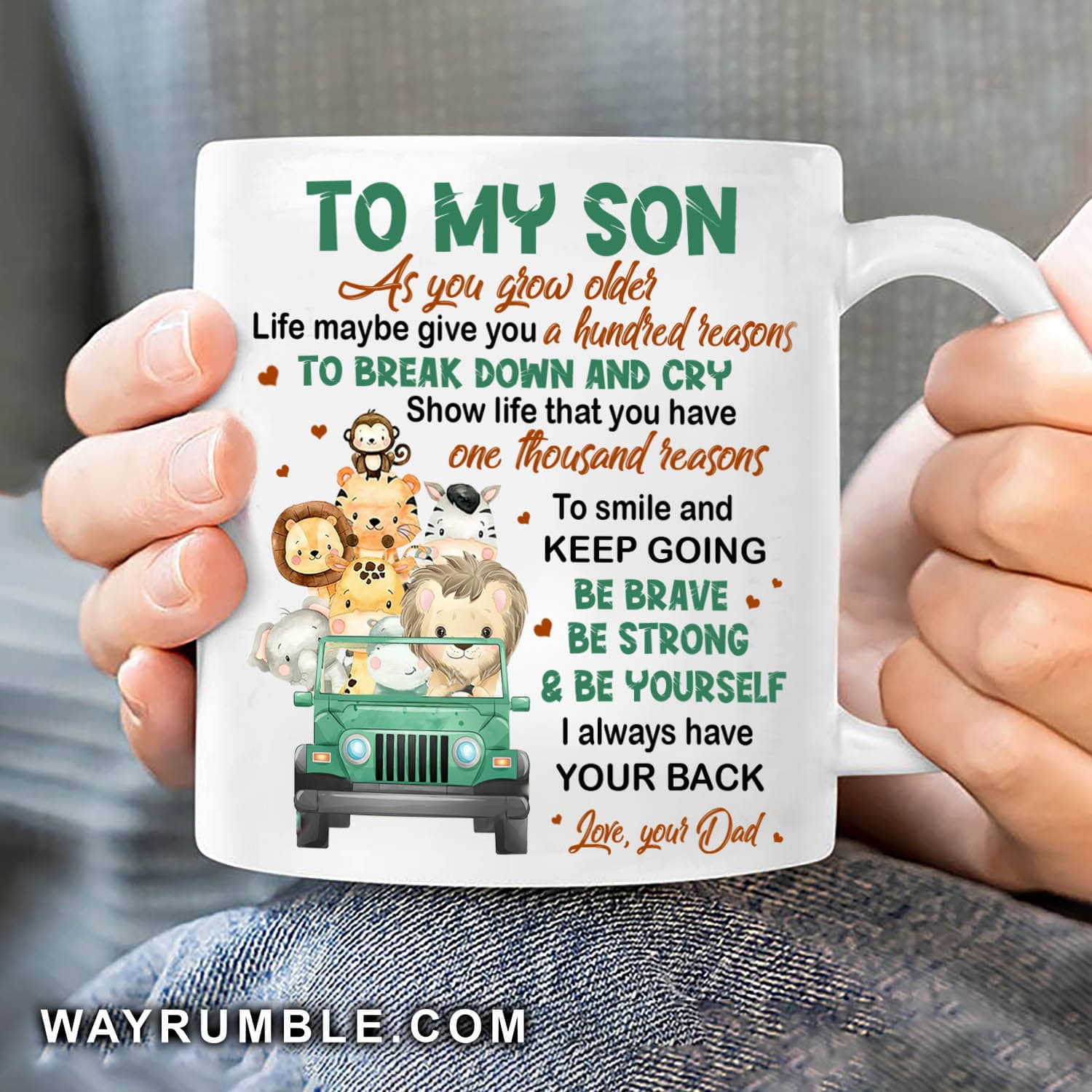 Dad to son, Cute animal, I always have your back - Family White Mug