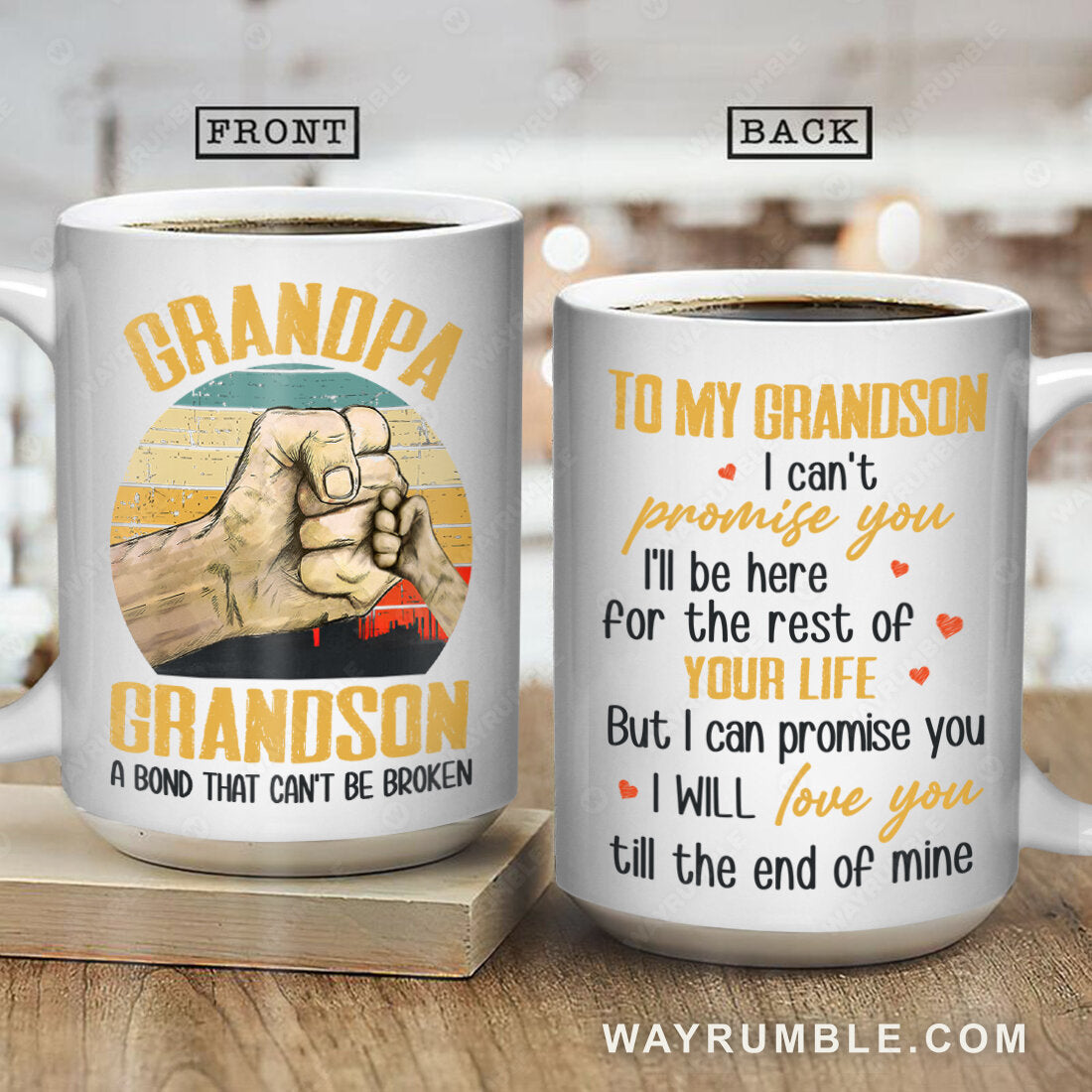 To my grandson, Hand painting, Colorful background, I will love you till the end of mine - Family White Mug
