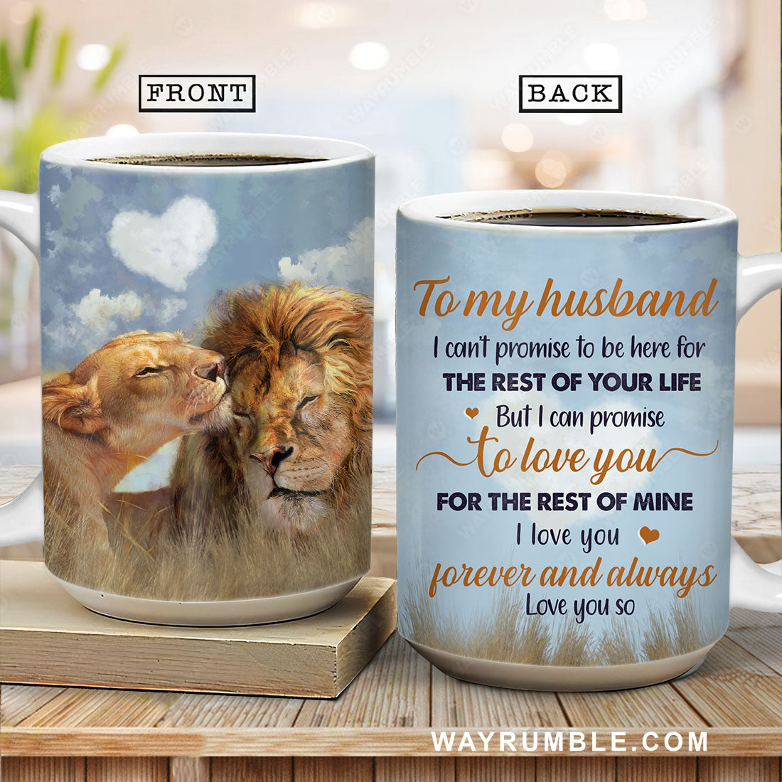 To my husband, Lion couple, Lion painting, I promise to love you for the rest of my life - Family AOP Mug